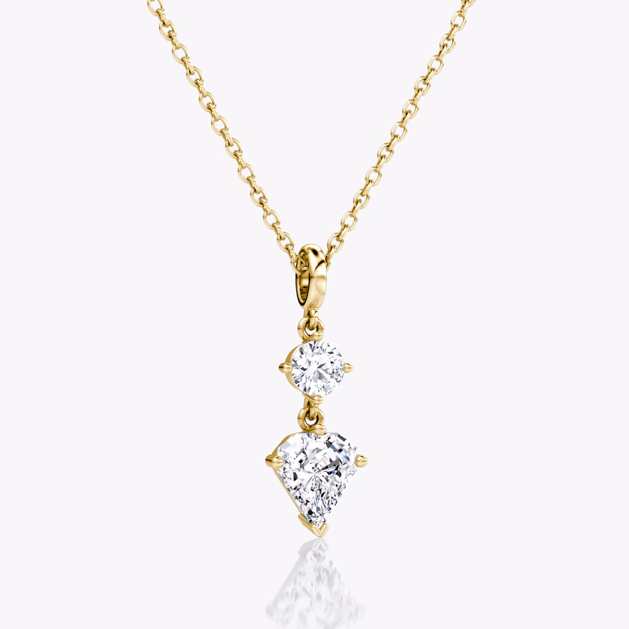 Duo Shield Drop Pendant | Shield | 14k | Yellow Gold | diamondtype: round-brilliant+shield | chainLength: 18-20