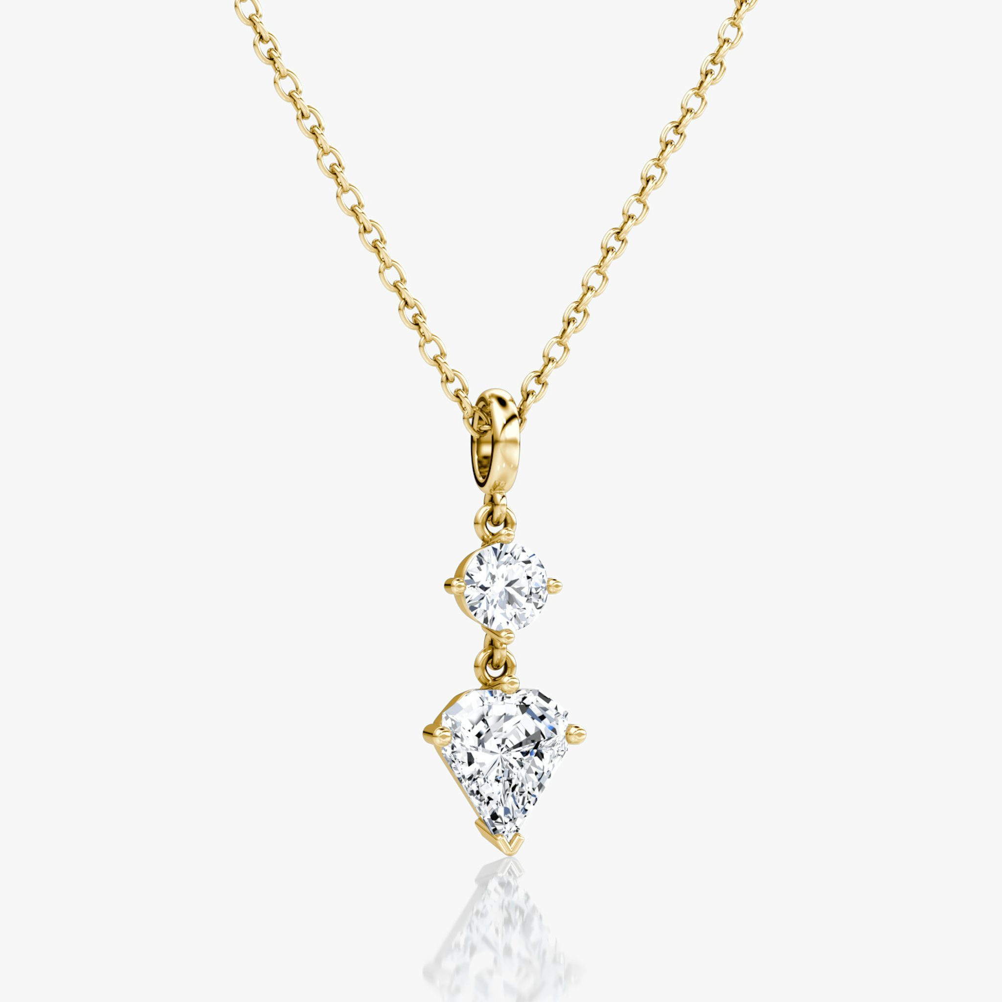 Duo Shield Drop Pendant | Shield | 14k | Yellow Gold | diamondtype: round-brilliant+shield | chainLength: 18-20