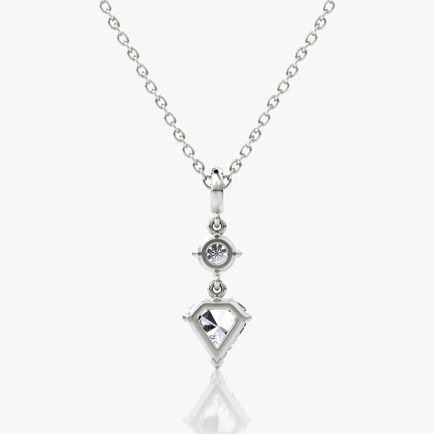 Duo Shield Drop Pendant | Shield | 14k | White Gold | diamondtype: round-brilliant+shield | chainLength: 18-20