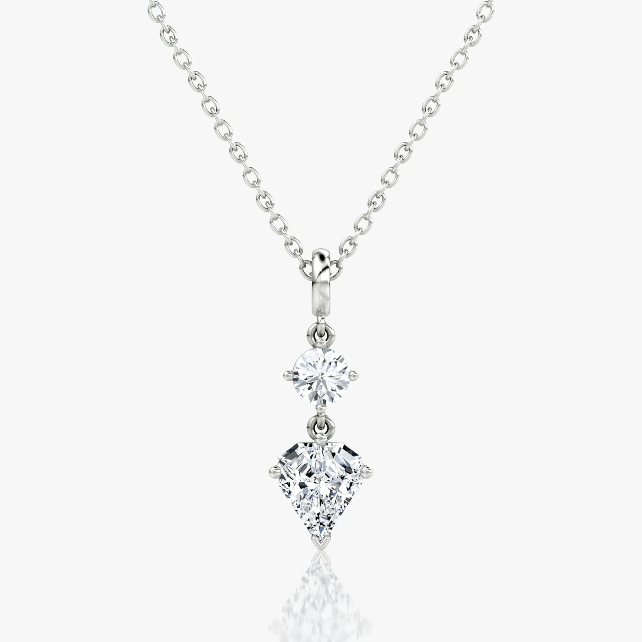 Duo Shield Drop Pendant | Shield | 14k | White Gold | diamondtype: round-brilliant+shield | chainLength: 18-20