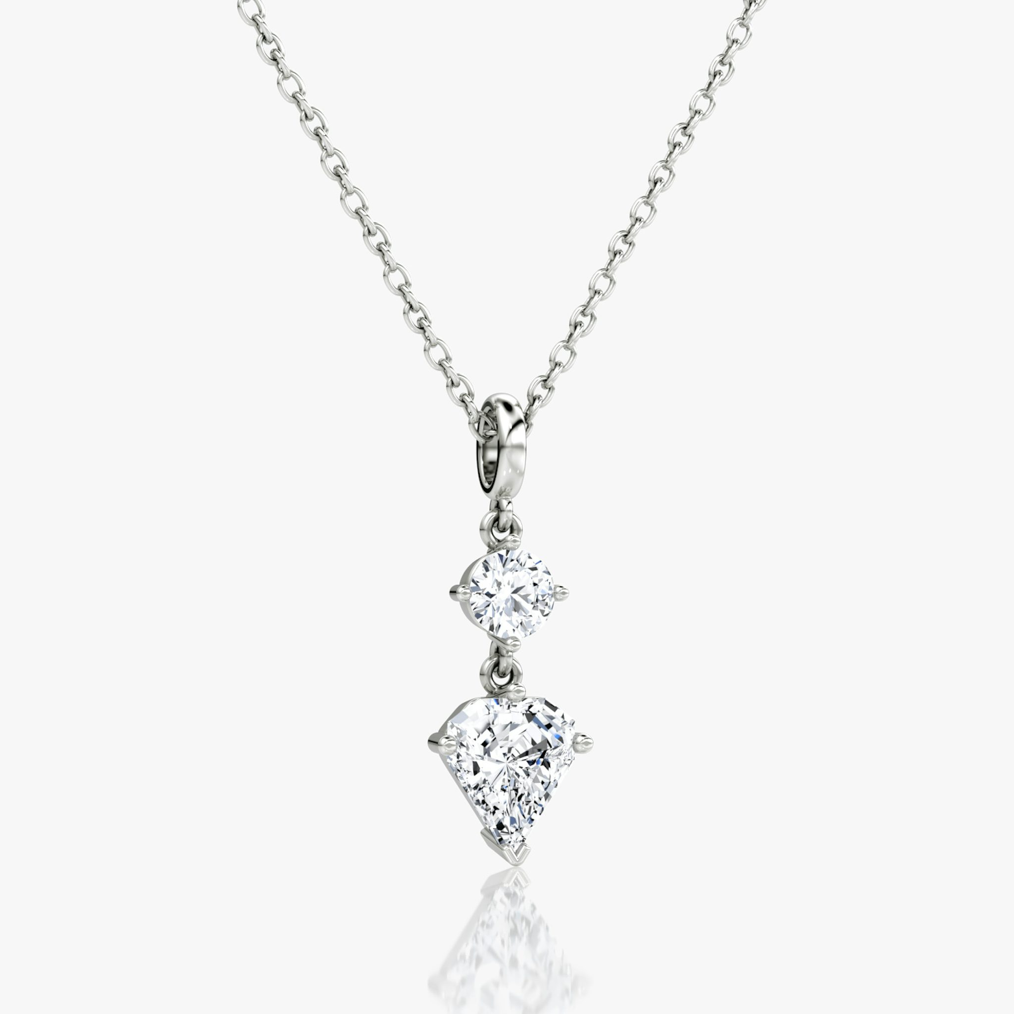 Duo Shield Drop Pendant | Shield | 14k | White Gold | diamondtype: round-brilliant+shield | chainLength: 18-20