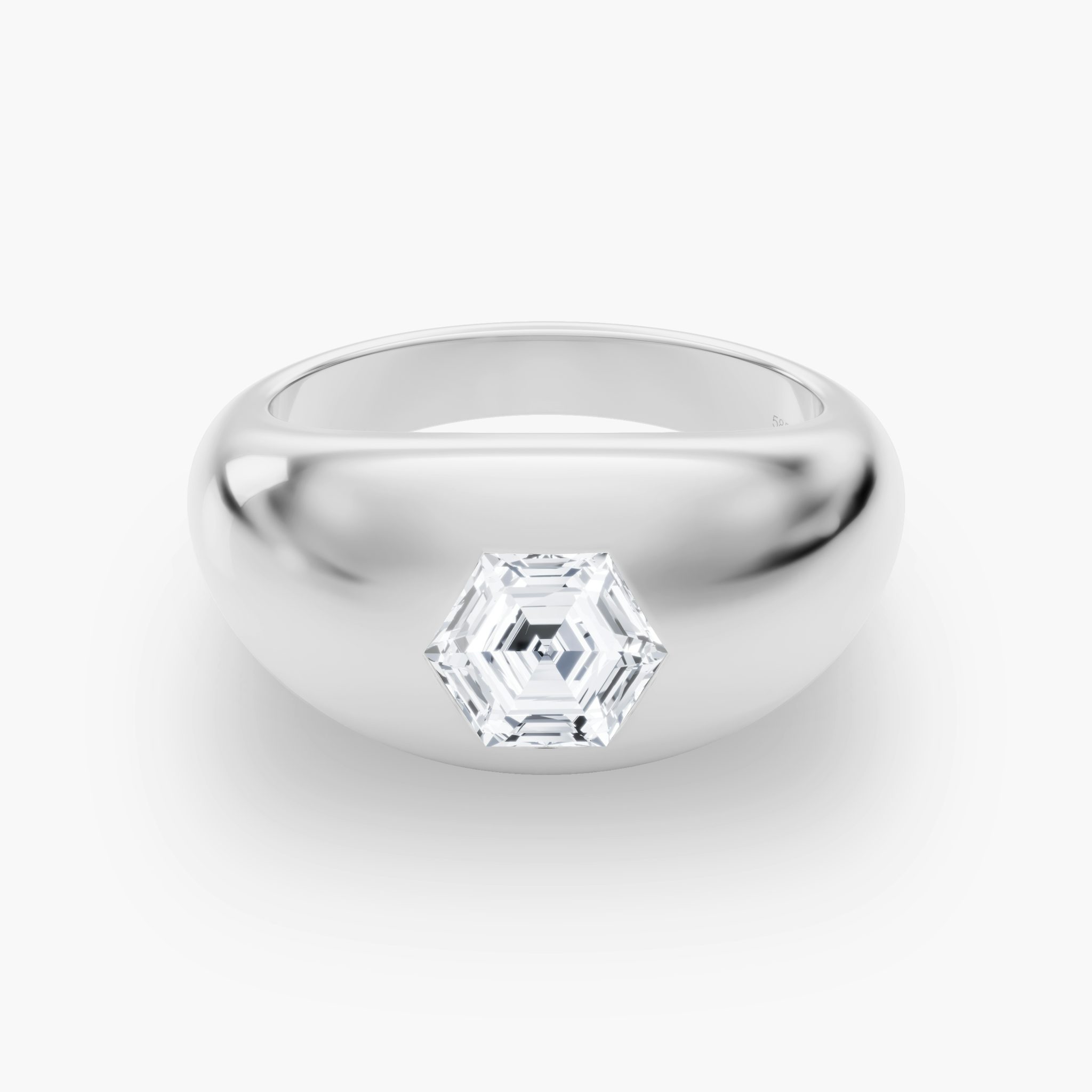 Dome Band | Hexagon | 14k | White Gold