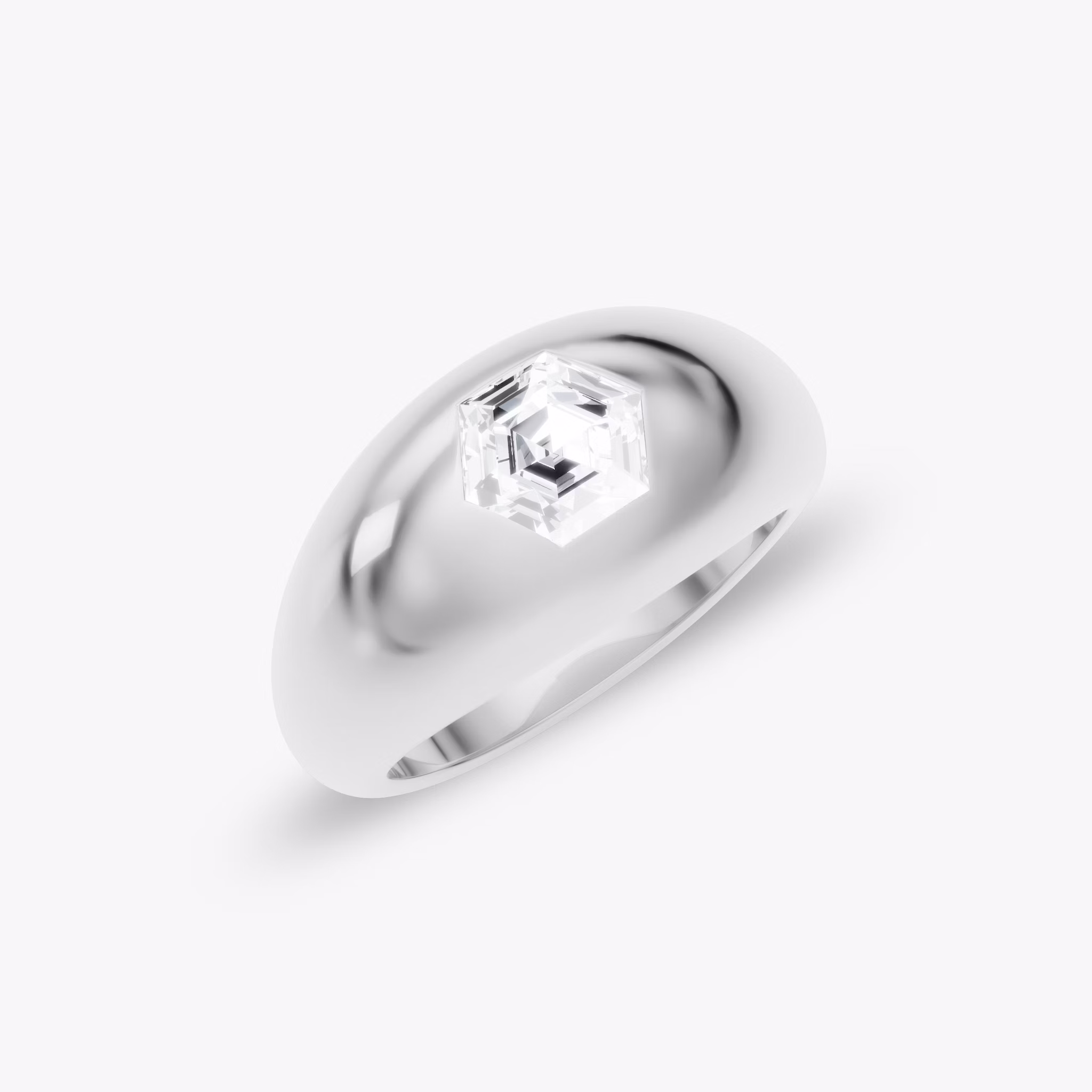 Dome Band | Hexagon | 14k | White Gold