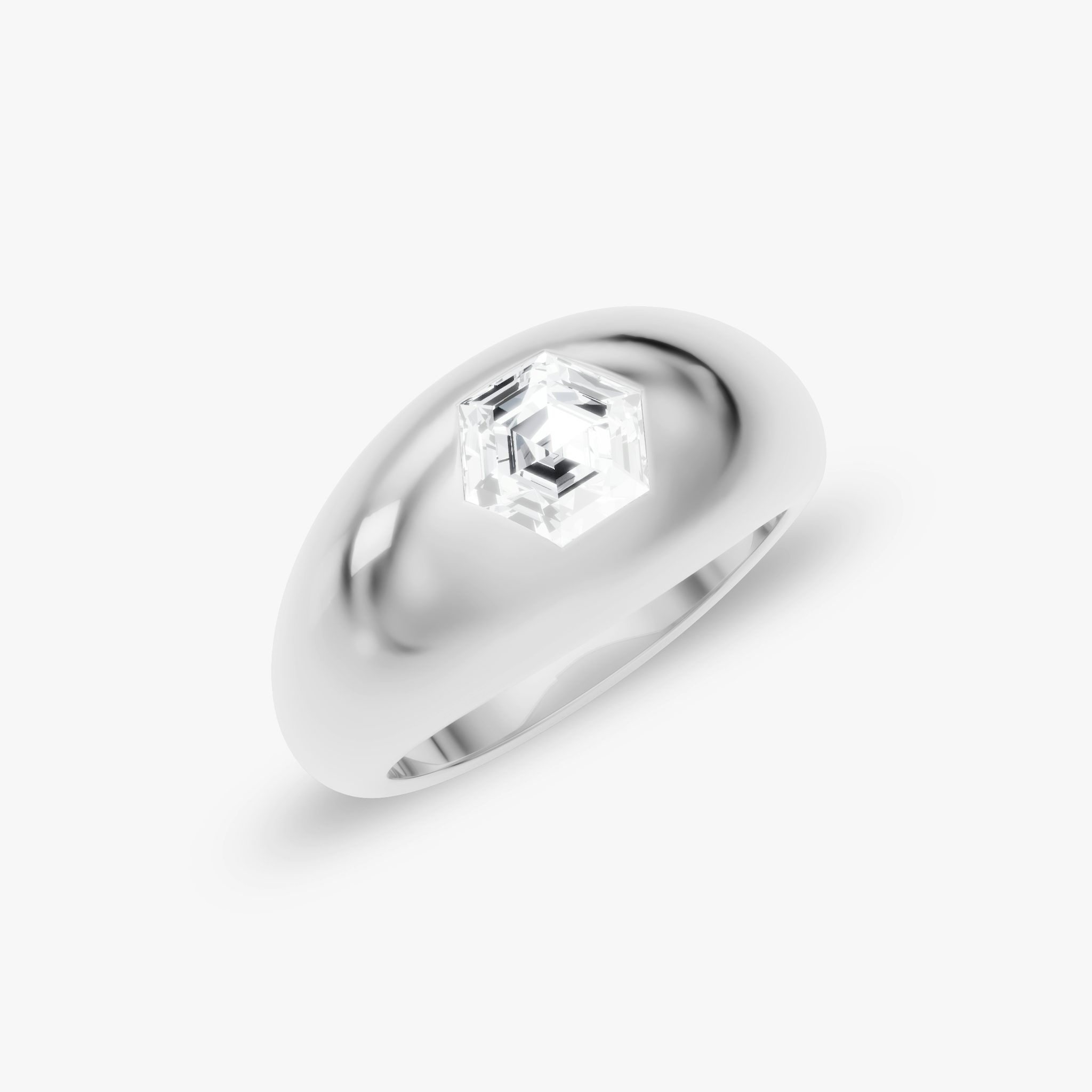 Dome Band | Hexagon | 14k | White Gold