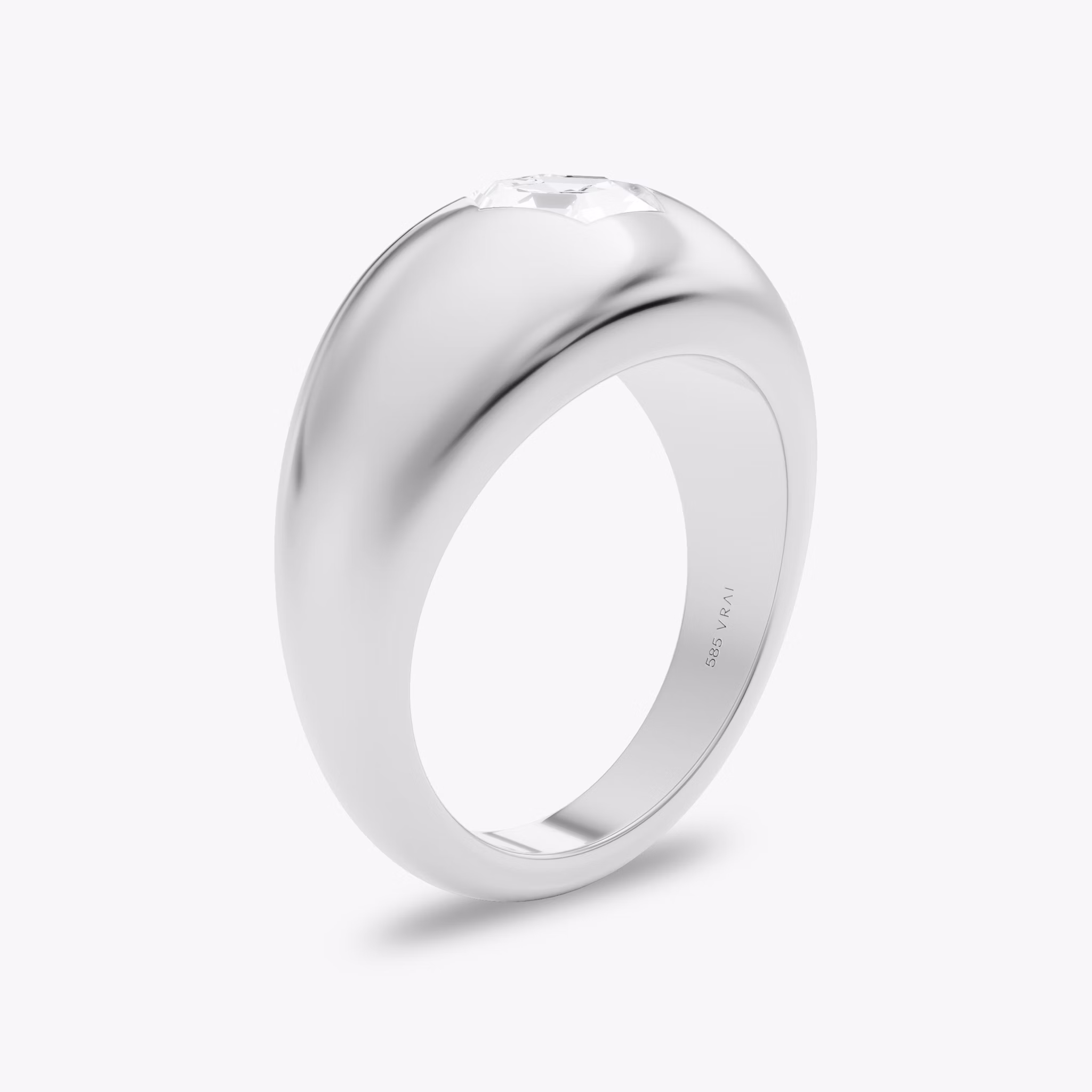 Dome Band | Hexagon | 14k | White Gold