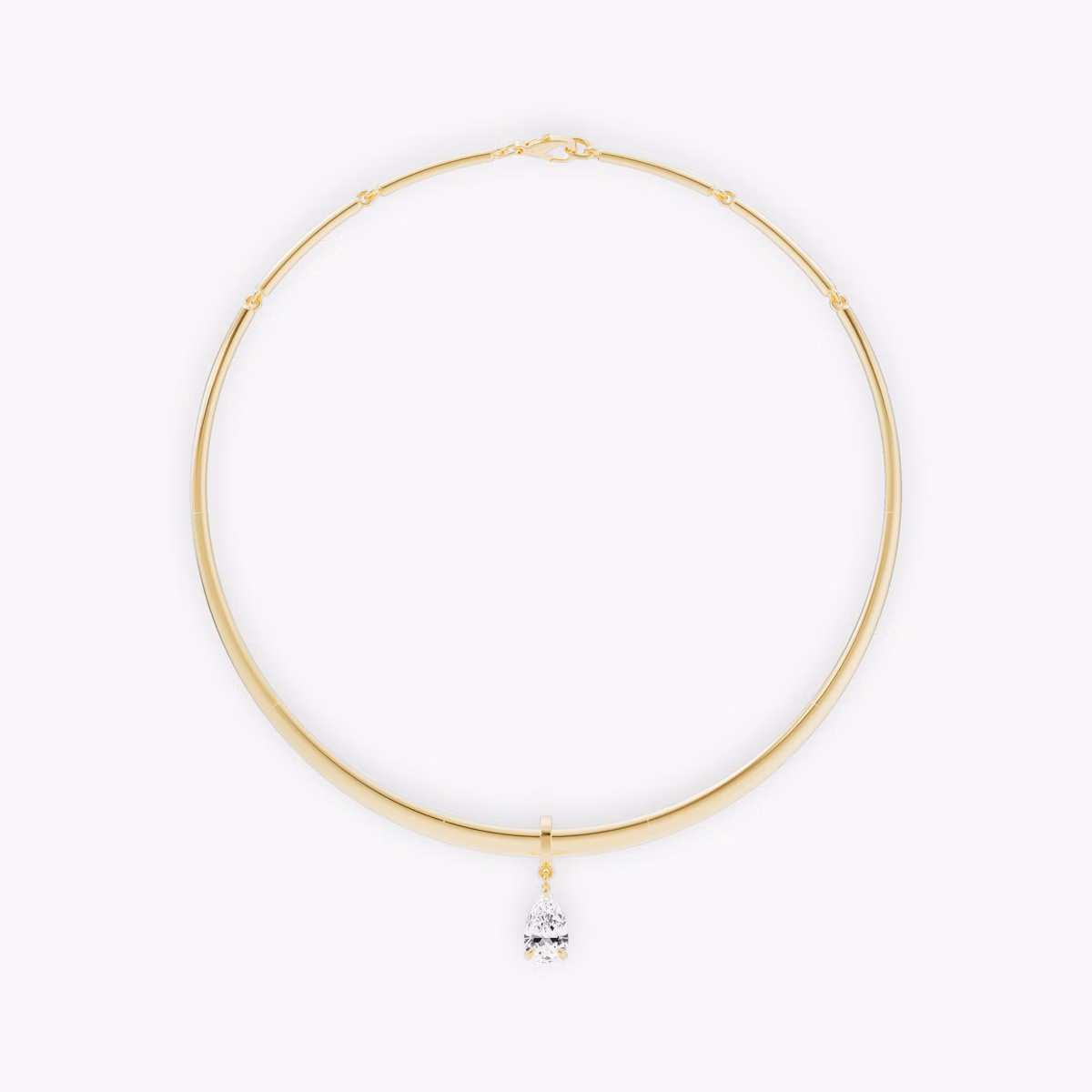 Collar with Drop Pendant | Pear | 14k | Yellow Gold | chainLength: 16.5