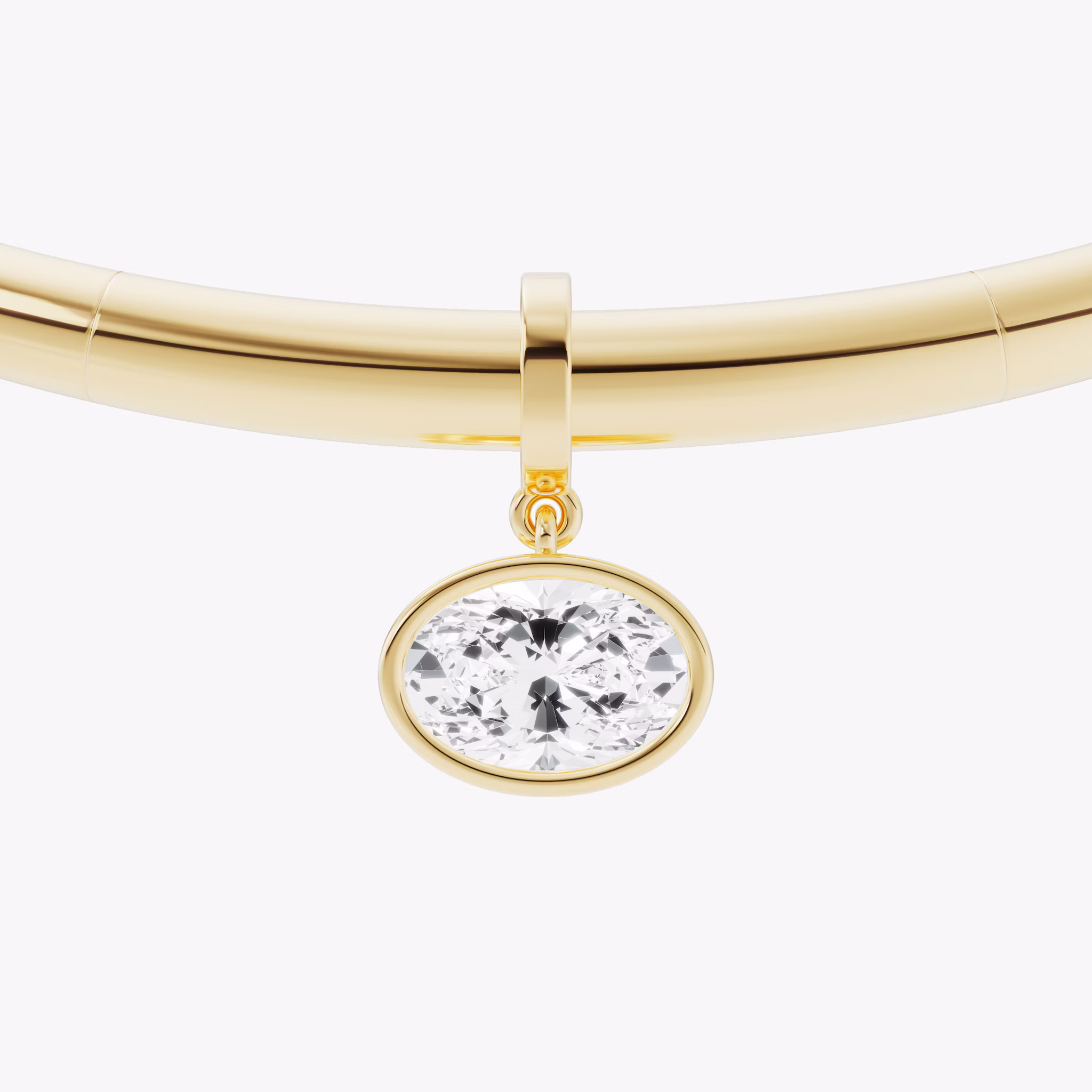 Collar with Drop Pendant | Oval | 14k | Yellow Gold | chainLength: 16.5