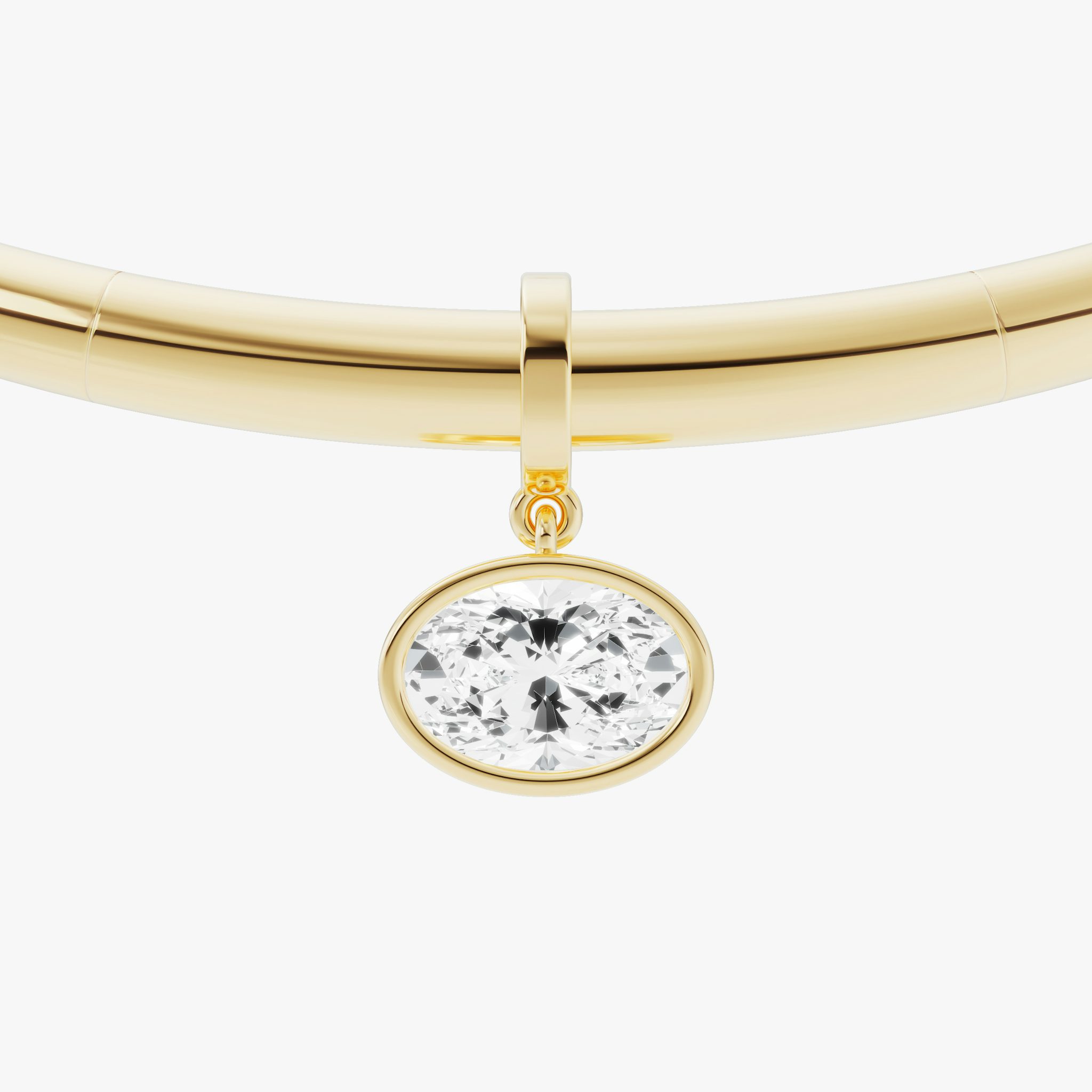 Collar with Drop Pendant | Oval | 14k | Yellow Gold | chainLength: 16.5