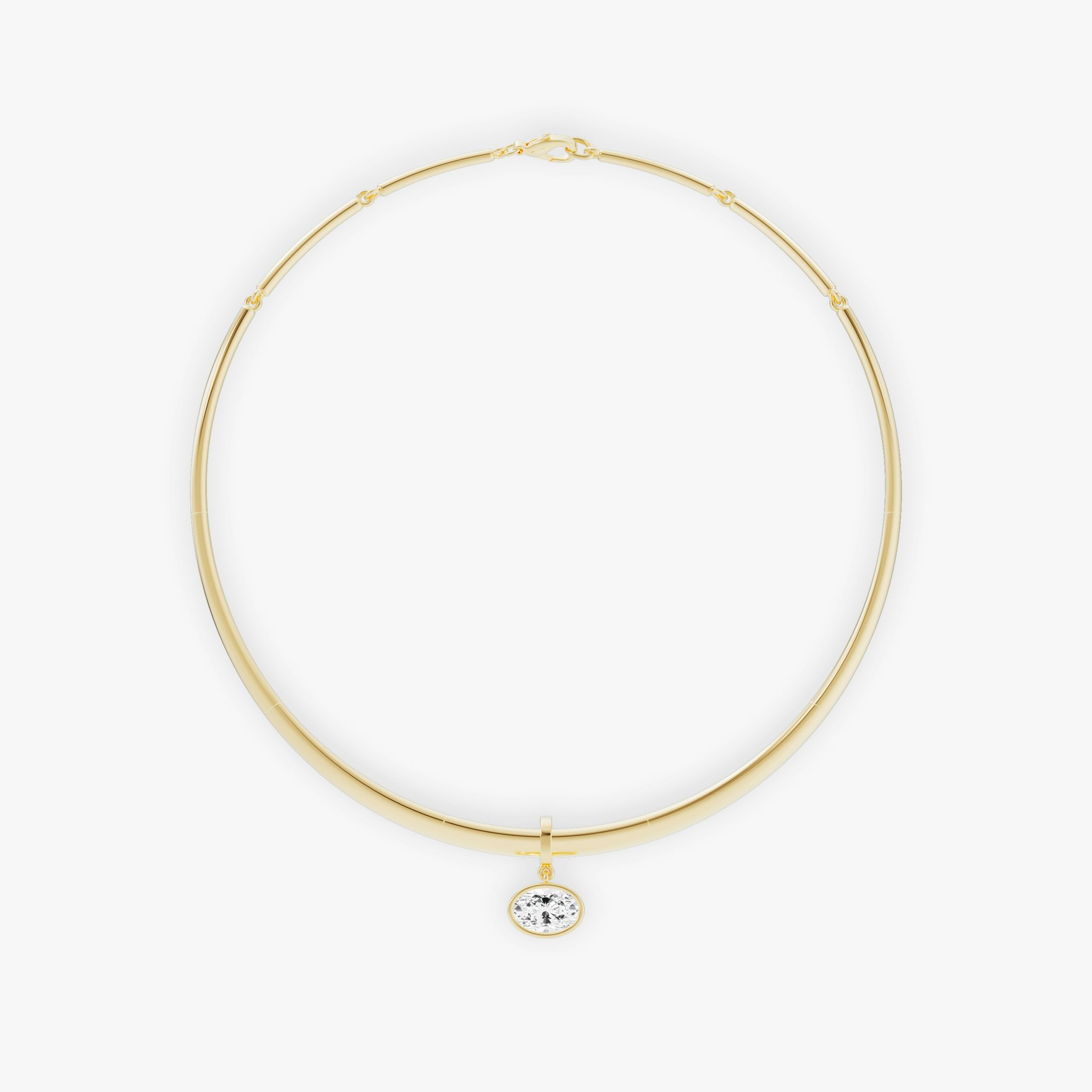 Collar with Drop Pendant | Oval | 14k | Yellow Gold | chainLength: 16.5