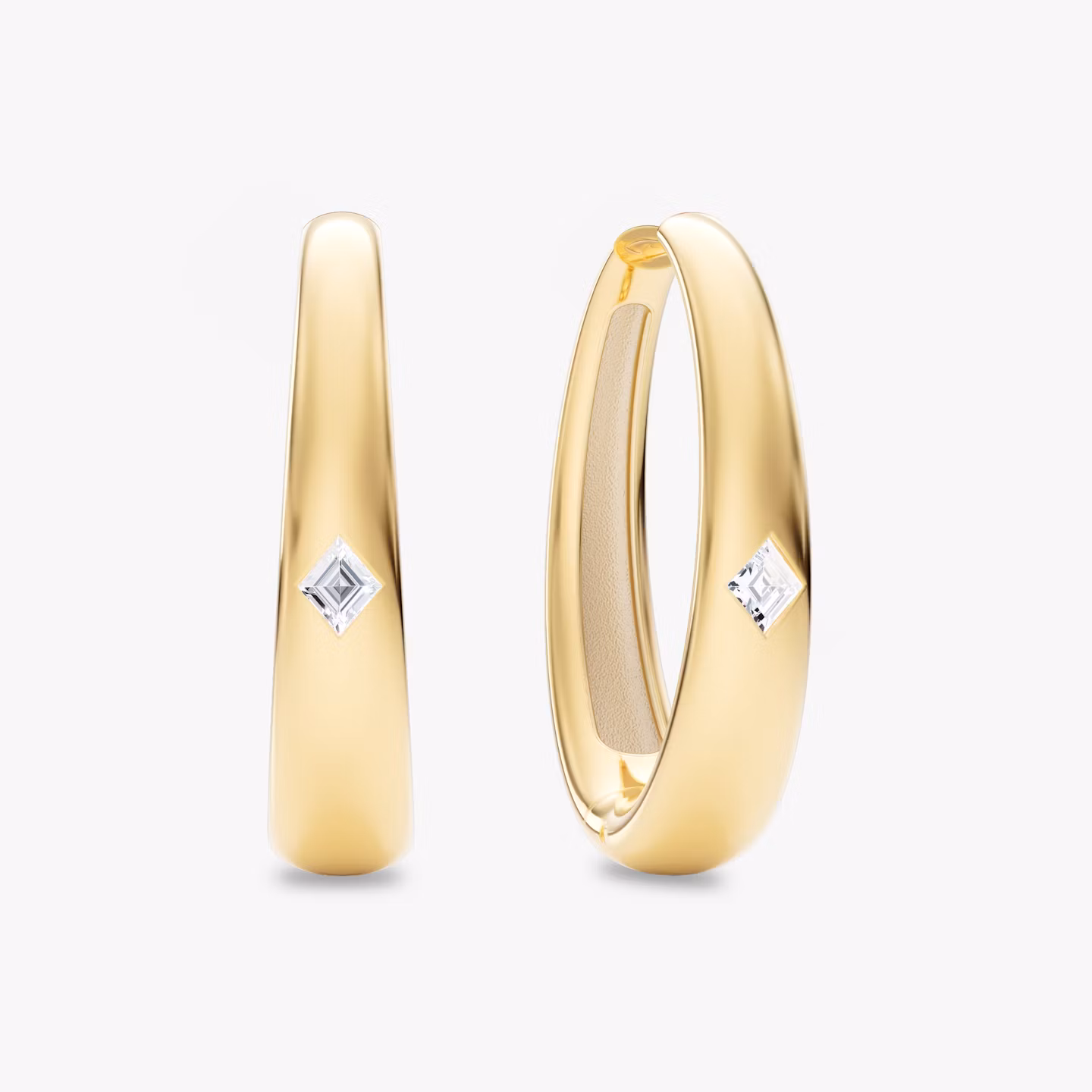 Oval Dome Hoops Lozenge | Yellow Gold