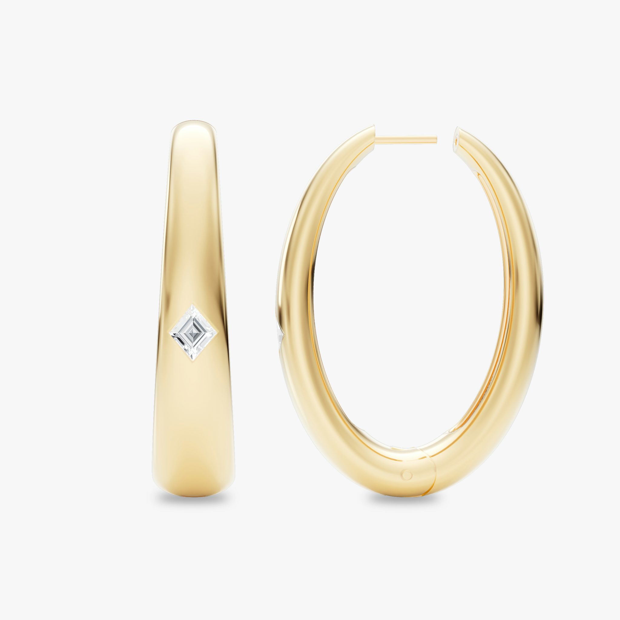 Oval Dome Hoops | Lozenge | 14k | Yellow Gold