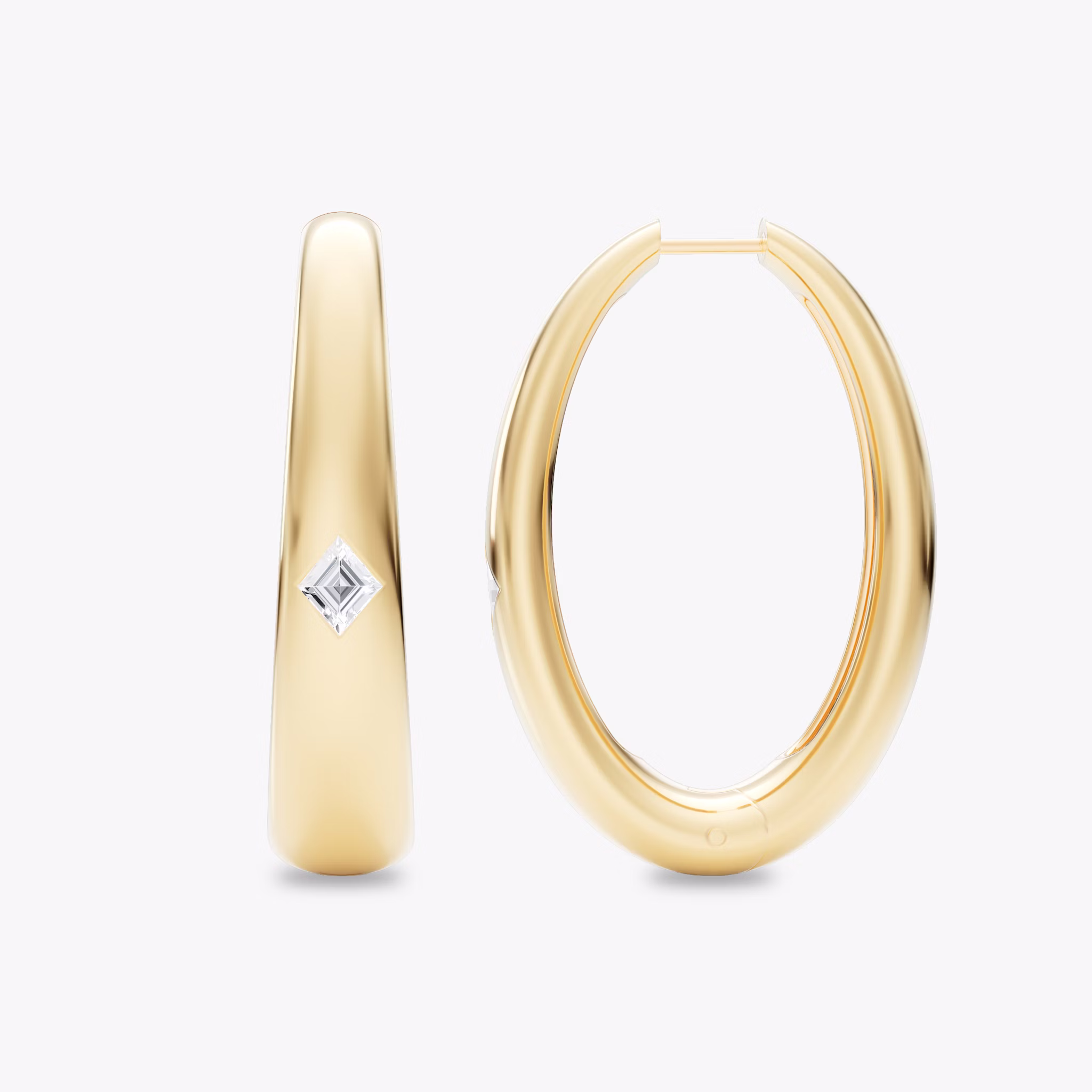 Oval Dome Hoops | Lozenge | 14k | Yellow Gold