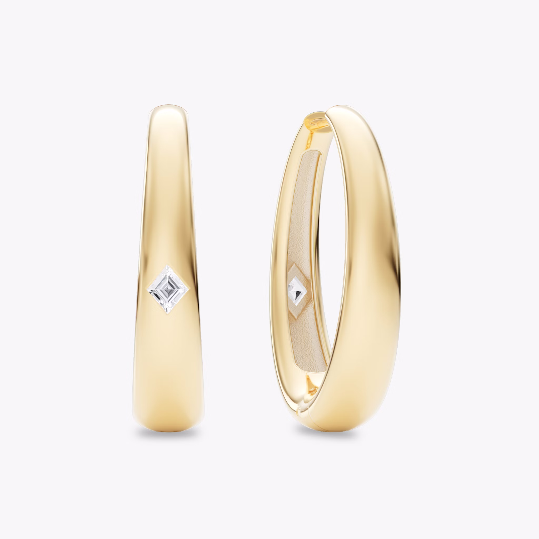 Oval Dome Hoops | Lozenge | 14k | Yellow Gold