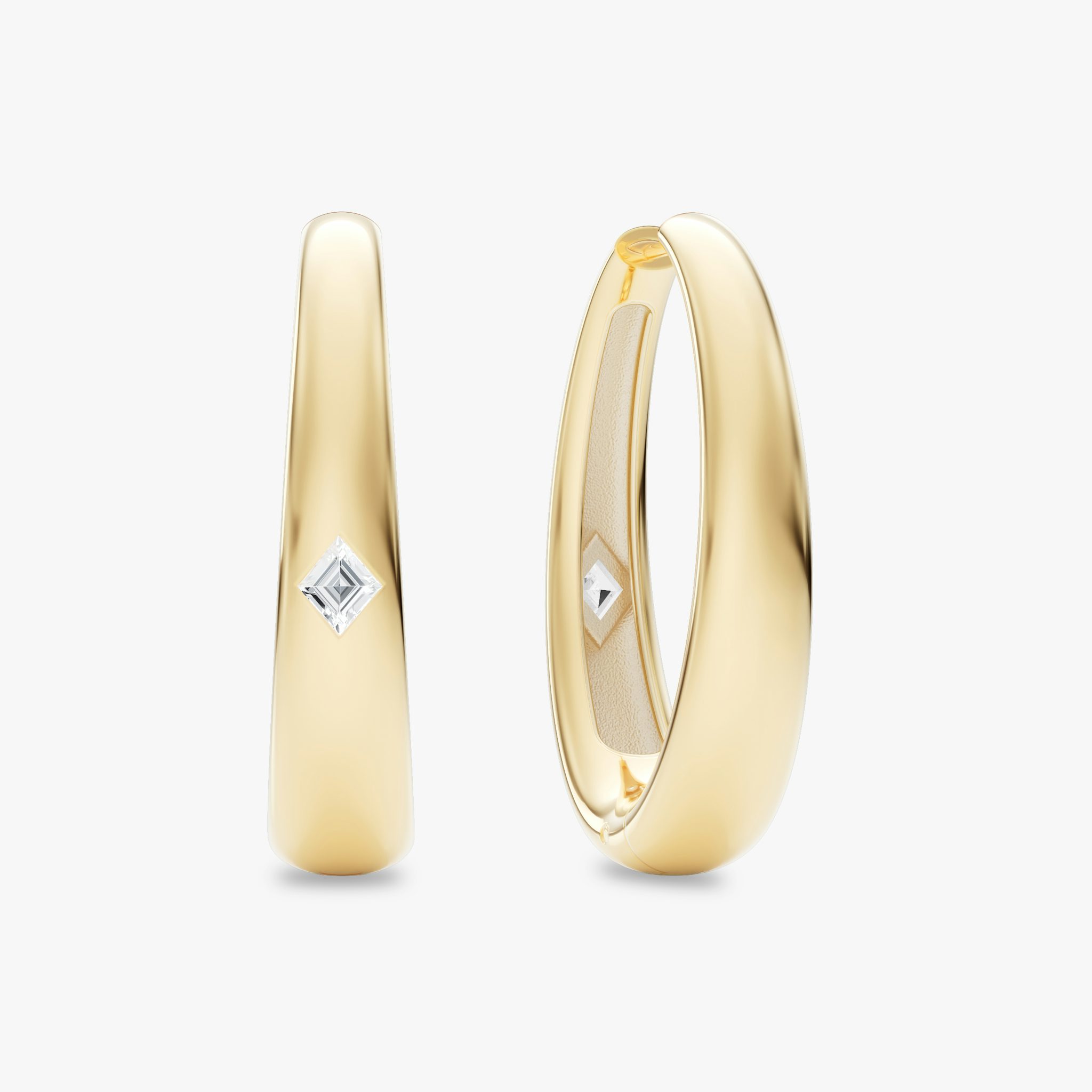 Oval Dome Hoops | Lozenge | 14k | Yellow Gold