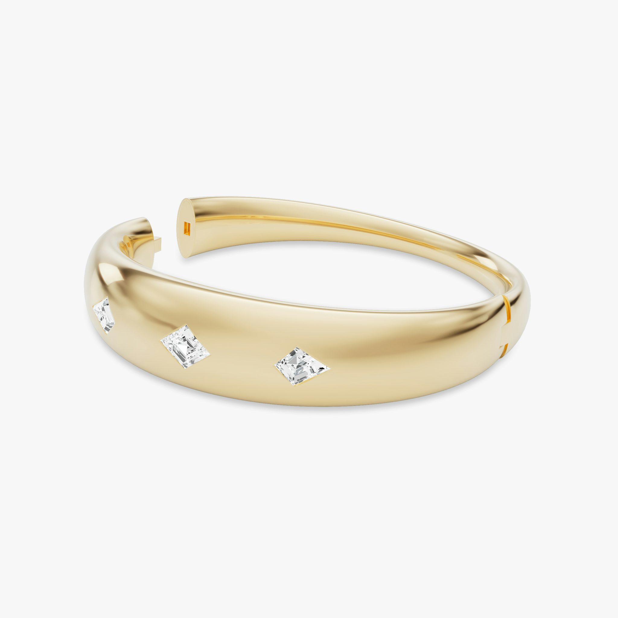 Dome Cuff Bracelet | Lozenge + Kite | 14k | Yellow Gold | wristSize: Large