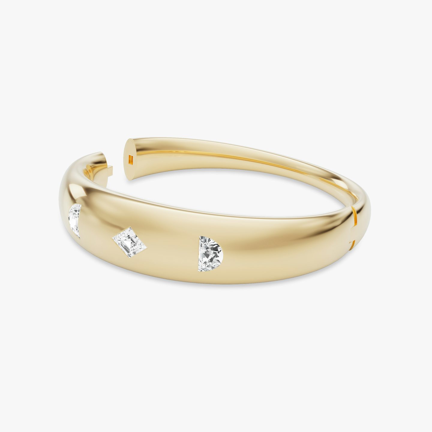 Dome Cuff Bracelet | Lozenge + Half Moon | 14k | Yellow Gold | wristSize: Medium