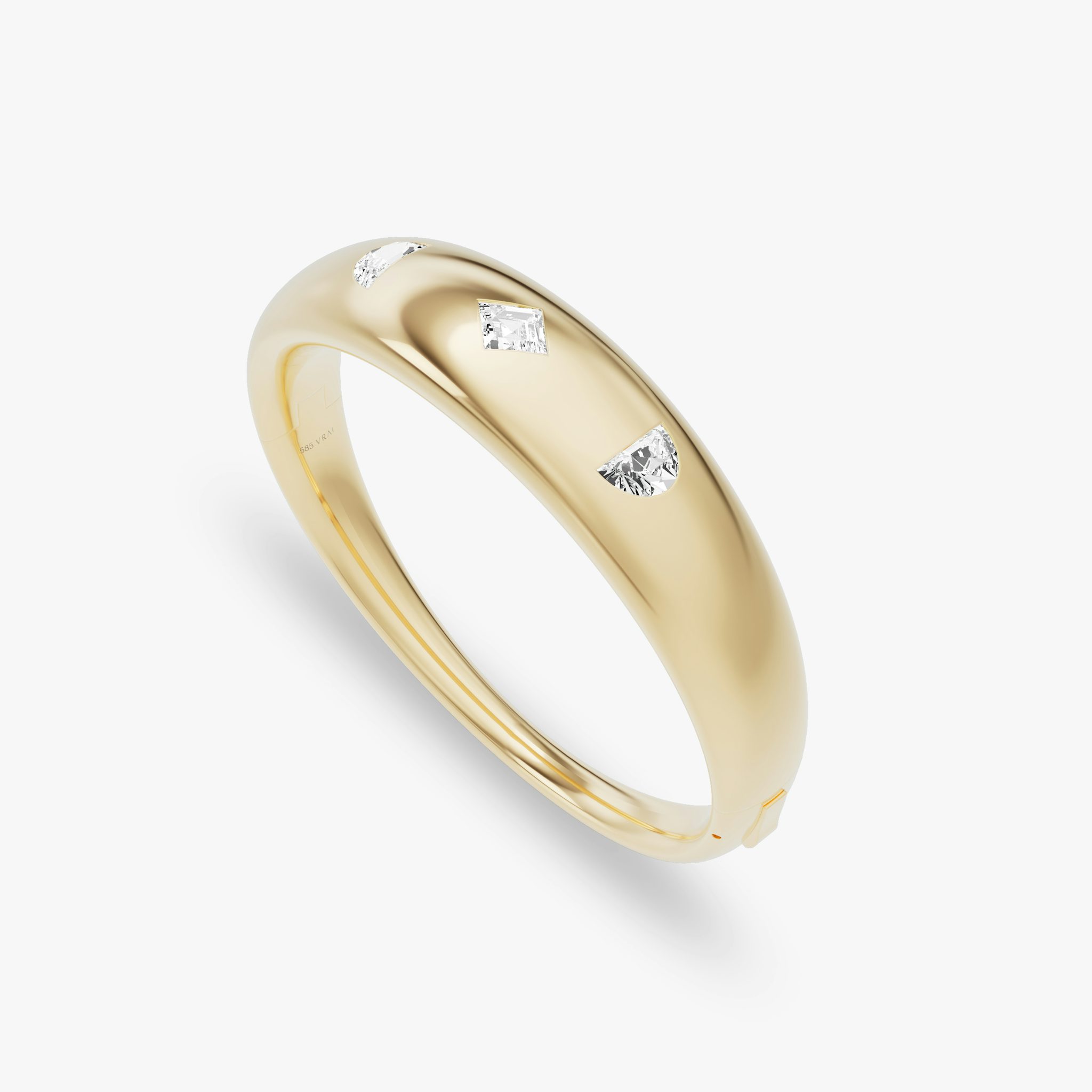 Dome Cuff Bracelet | Lozenge + Half Moon | 14k | Yellow Gold | wristSize: Medium