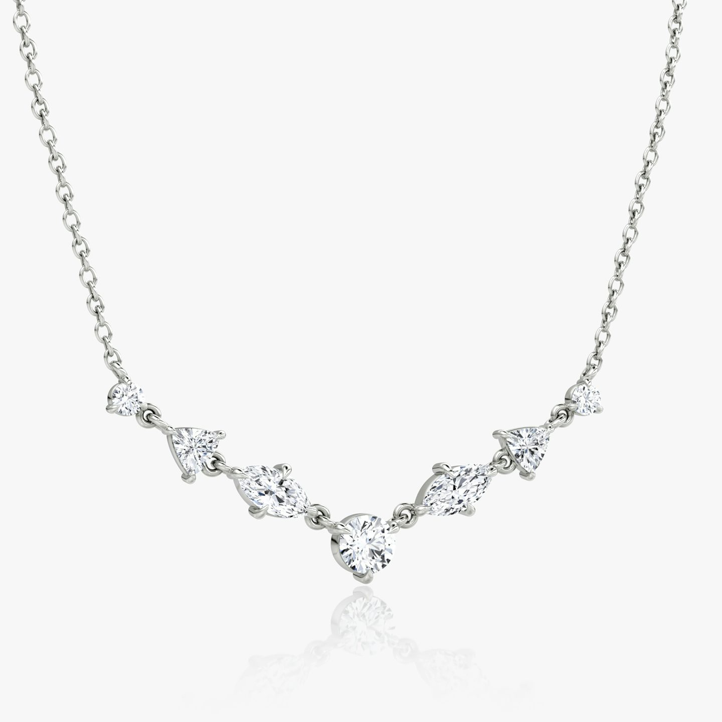 undefined | 14k | Or blanc | diamondtype: round-brilliant+marquise+trillion | chainLength: 16-18