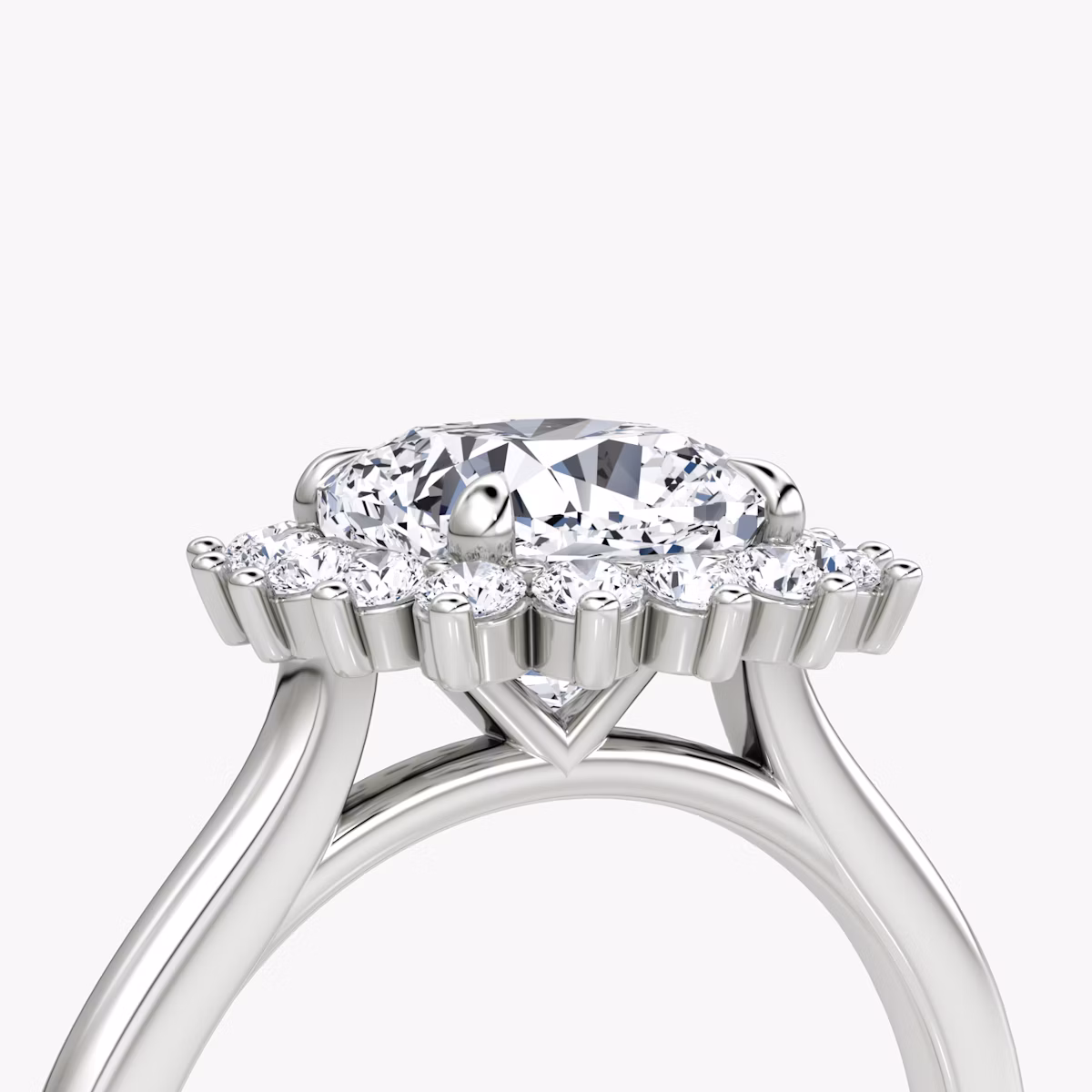 The Floral Cathedral | Cushion | 18k | White Gold | bandAccent: Plain | diamondOrientation: vertical | caratWeight: other