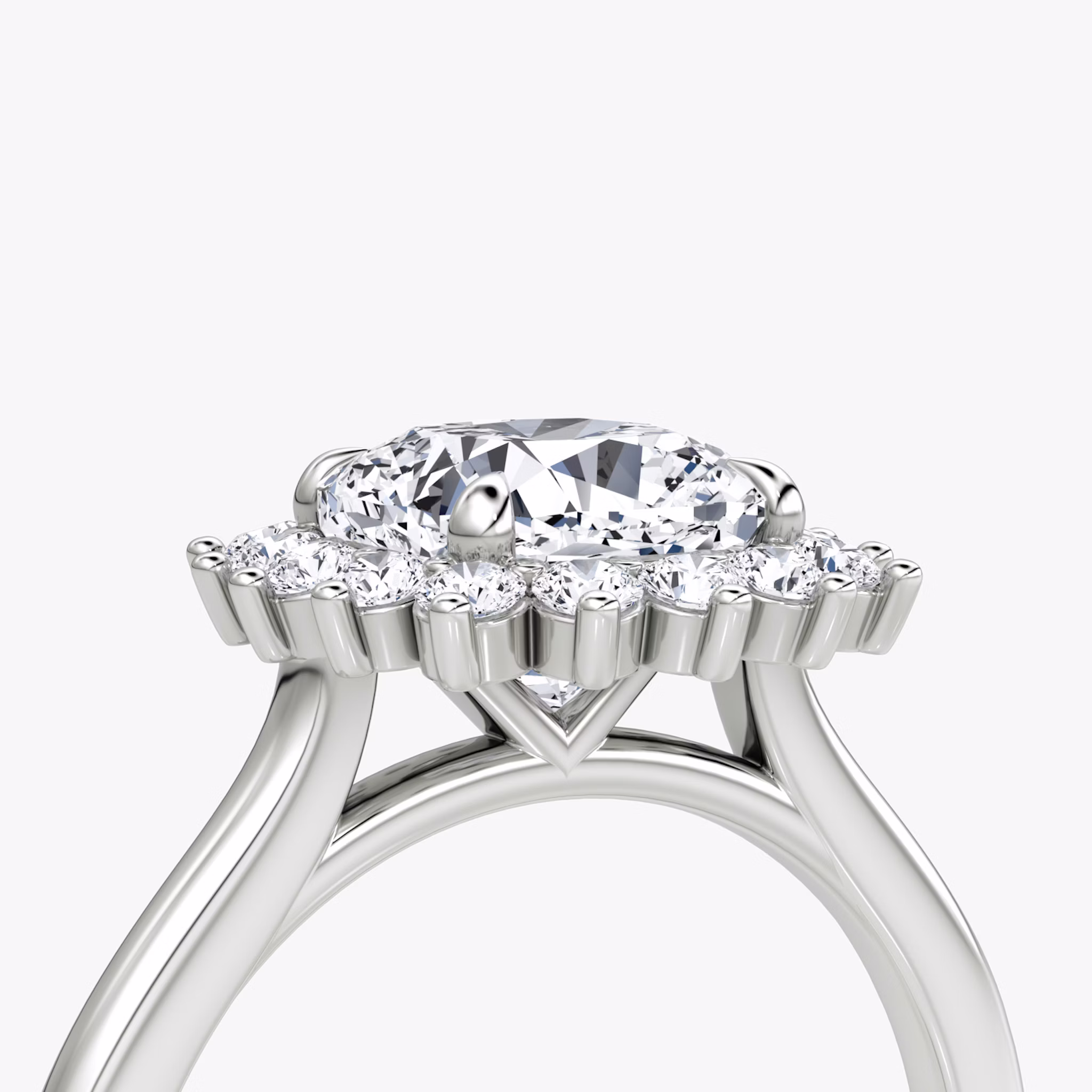 The Floral Cathedral | Cushion | 18k | White Gold | bandAccent: Plain | diamondOrientation: vertical | caratWeight: other