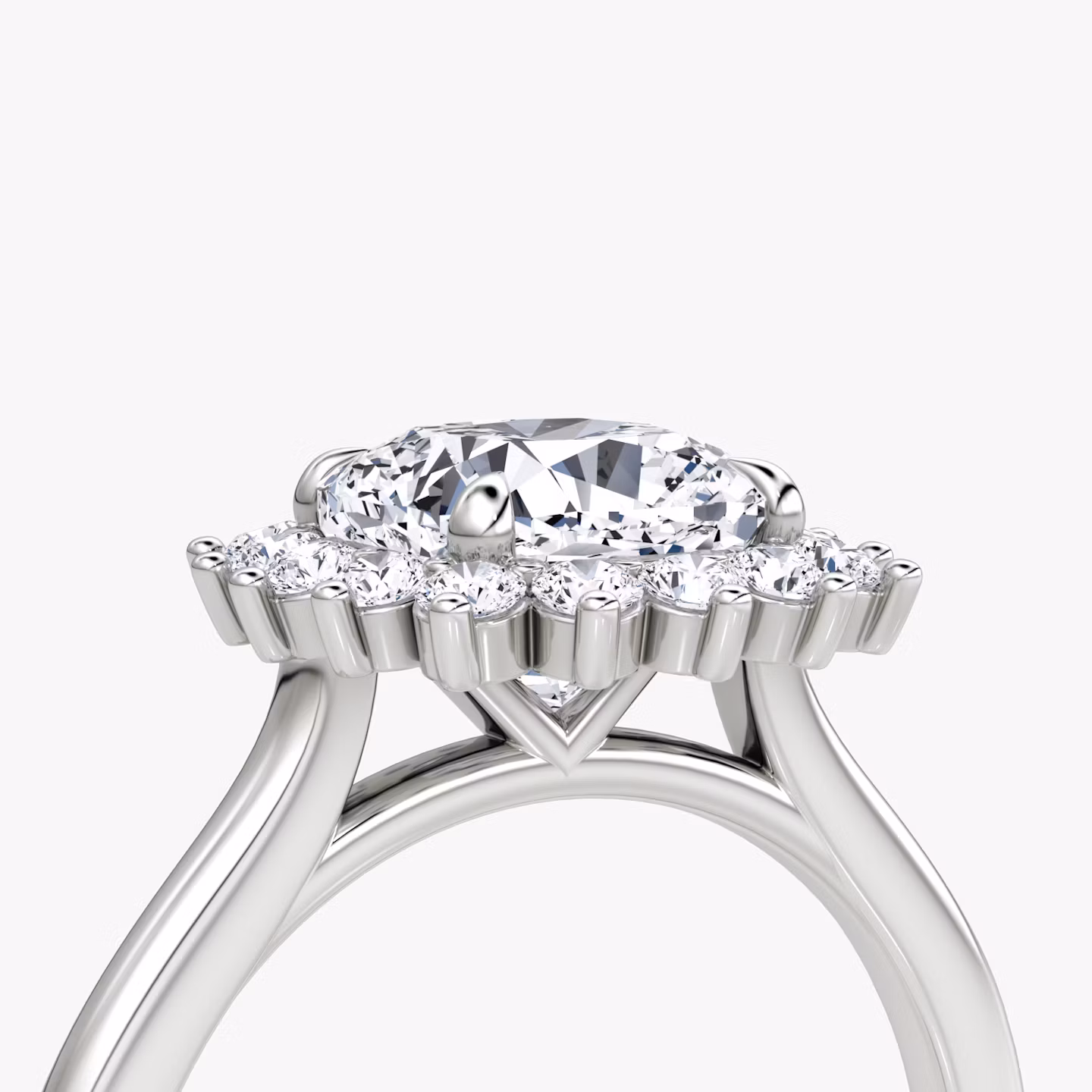 The Floral Cathedral  | Cushion | 18k | White Gold | bandAccent: Plain | diamondOrientation: vertical | caratWeight: other