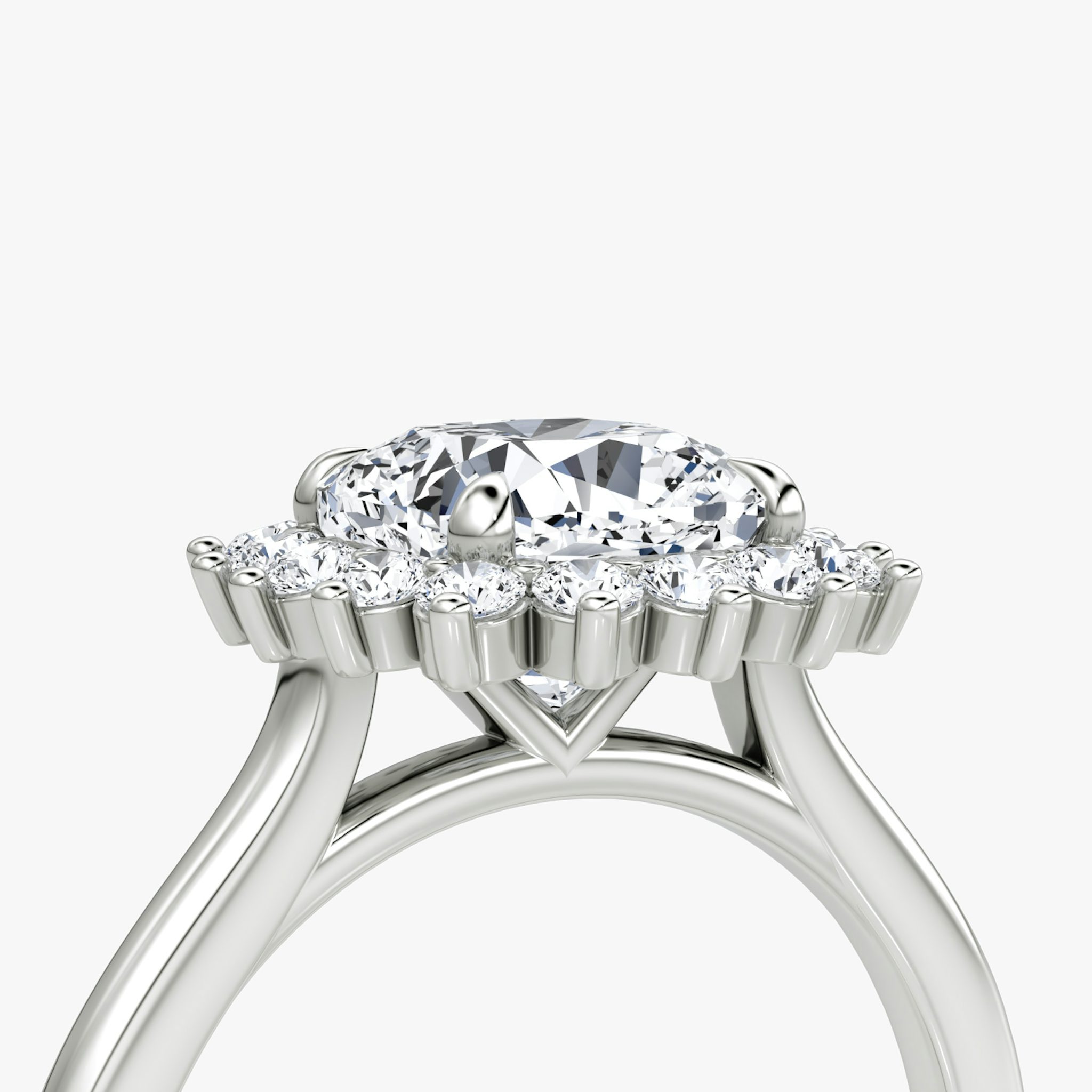 The Floral Cathedral | Cushion | 18k | White Gold | bandAccent: Plain | diamondOrientation: vertical | caratWeight: other