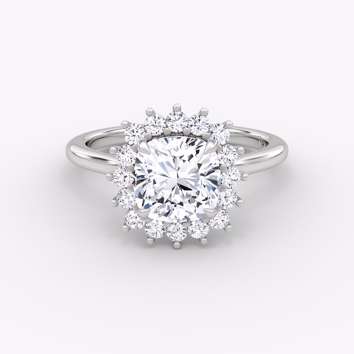 The Floral Cathedral | Cushion | 18k | White Gold | bandAccent: Plain | diamondOrientation: vertical | caratWeight: other