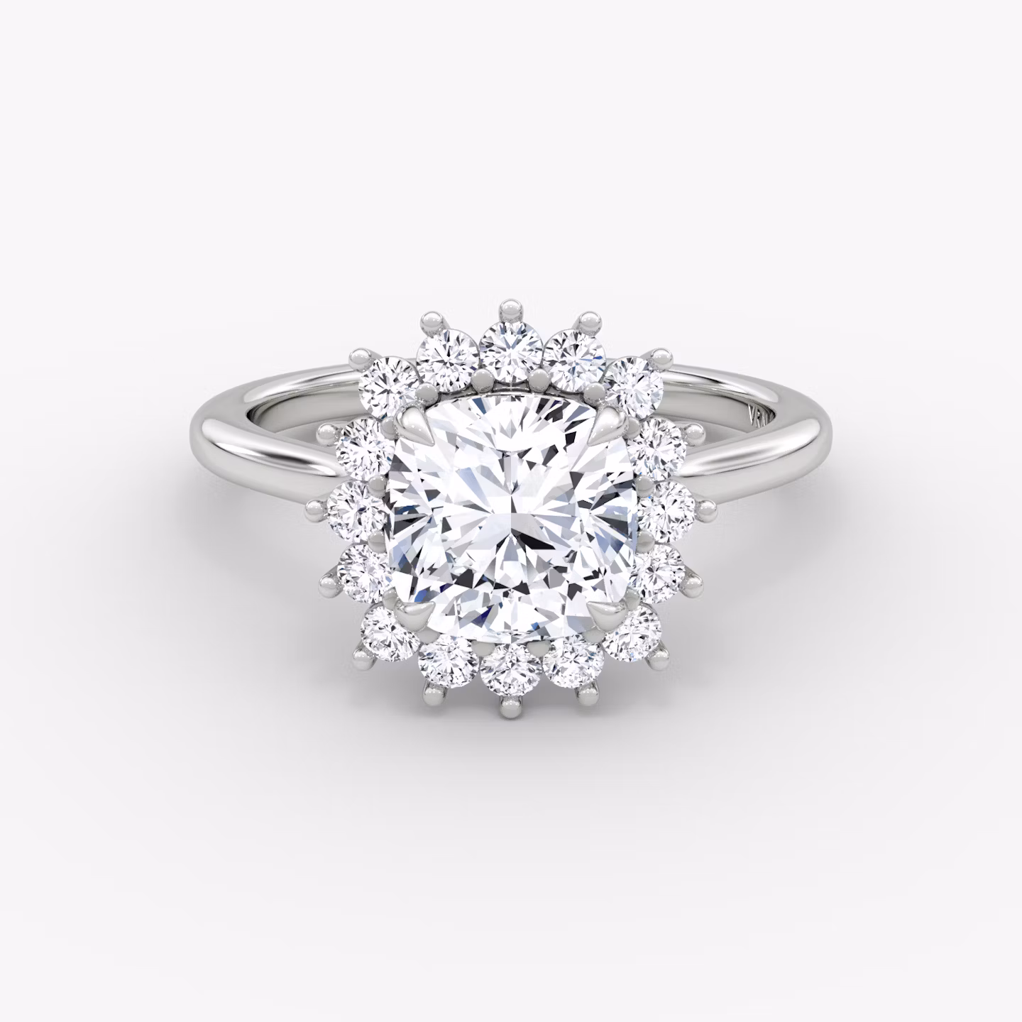 The Floral Cathedral  | Cushion | 18k | White Gold | bandAccent: Plain | diamondOrientation: vertical | caratWeight: other