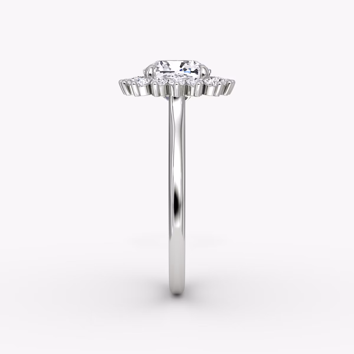 The Floral Cathedral | Cushion | 18k | White Gold | bandAccent: Plain | diamondOrientation: vertical | caratWeight: other