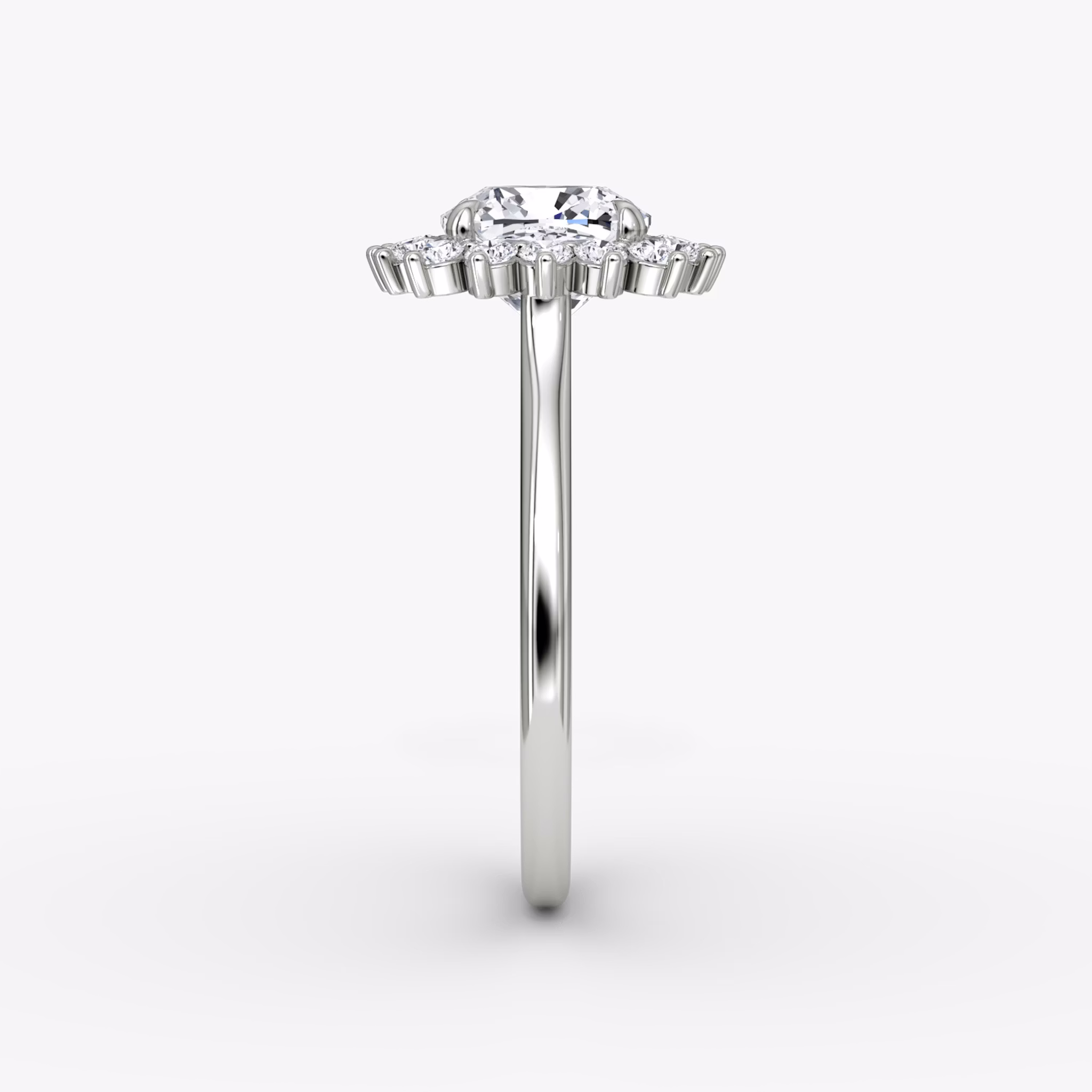 The Floral Cathedral | Cushion | 18k | White Gold | bandAccent: Plain | diamondOrientation: vertical | caratWeight: other