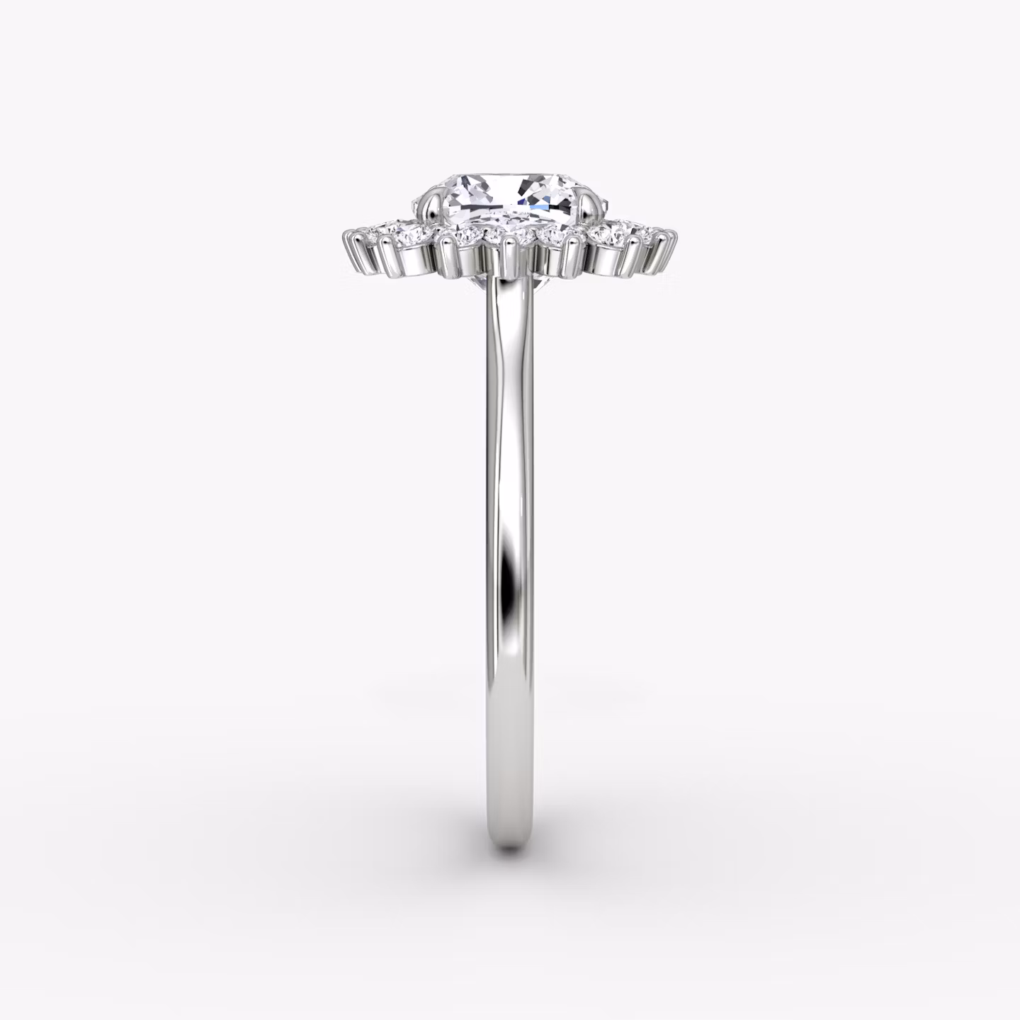 The Floral Cathedral  | Cushion | 18k | White Gold | bandAccent: Plain | diamondOrientation: vertical | caratWeight: other