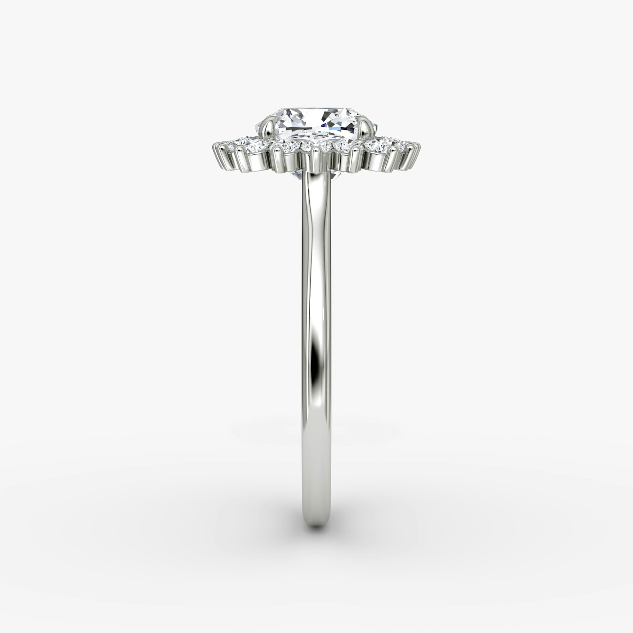 The Floral Cathedral | Cushion | 18k | White Gold | bandAccent: Plain | diamondOrientation: vertical | caratWeight: other