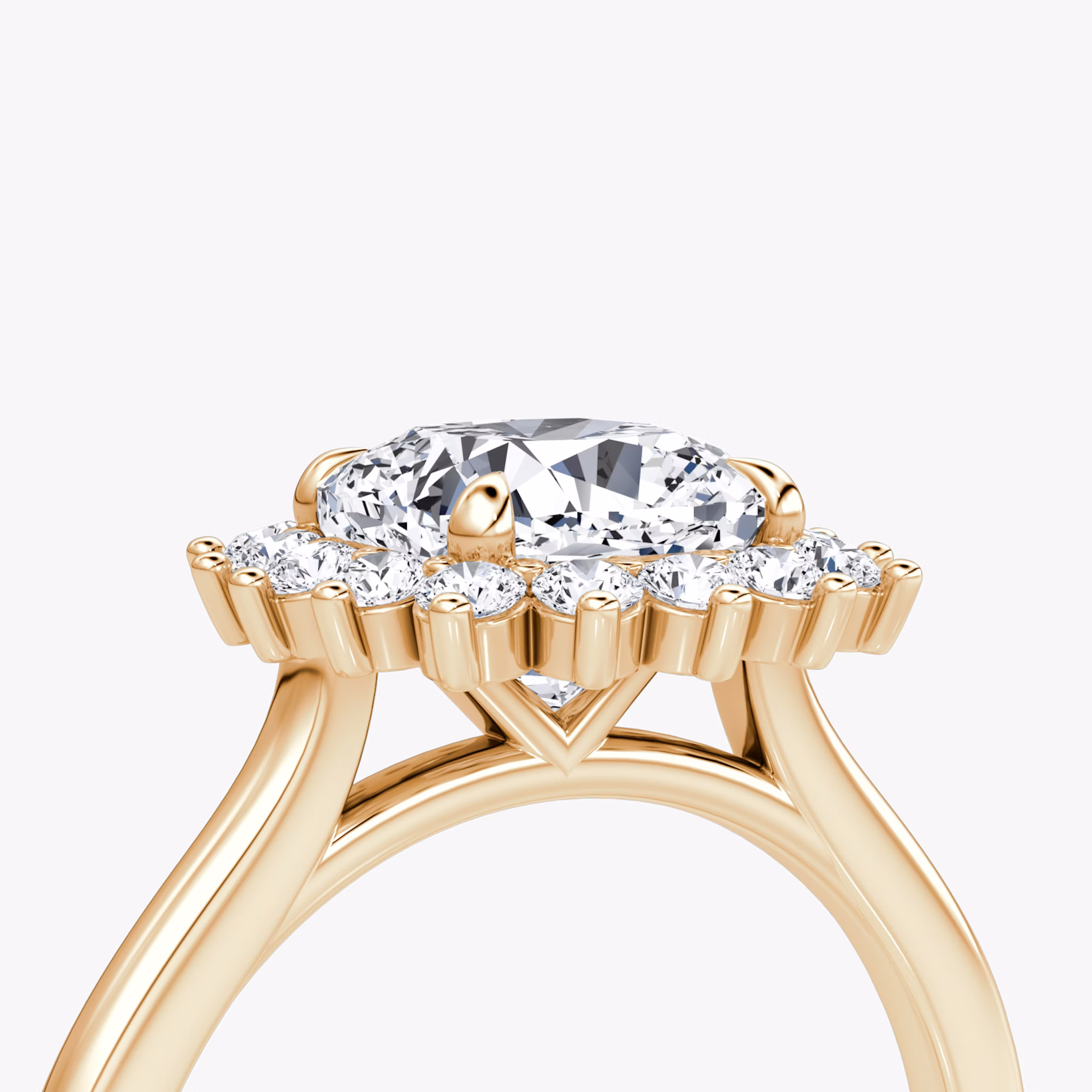 The Floral Cathedral | Cushion | 14k | Rose Gold | bandAccent: Plain | diamondOrientation: vertical | caratWeight: other