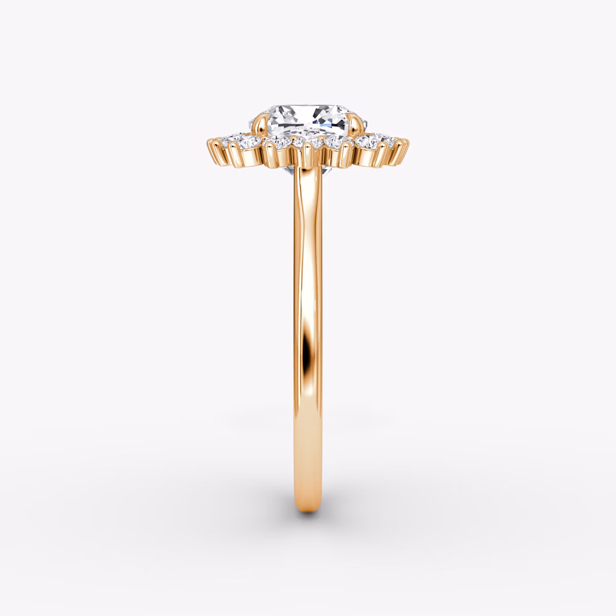 The Floral Cathedral | Cushion | 14k | Rose Gold | bandAccent: Plain | diamondOrientation: vertical | caratWeight: other