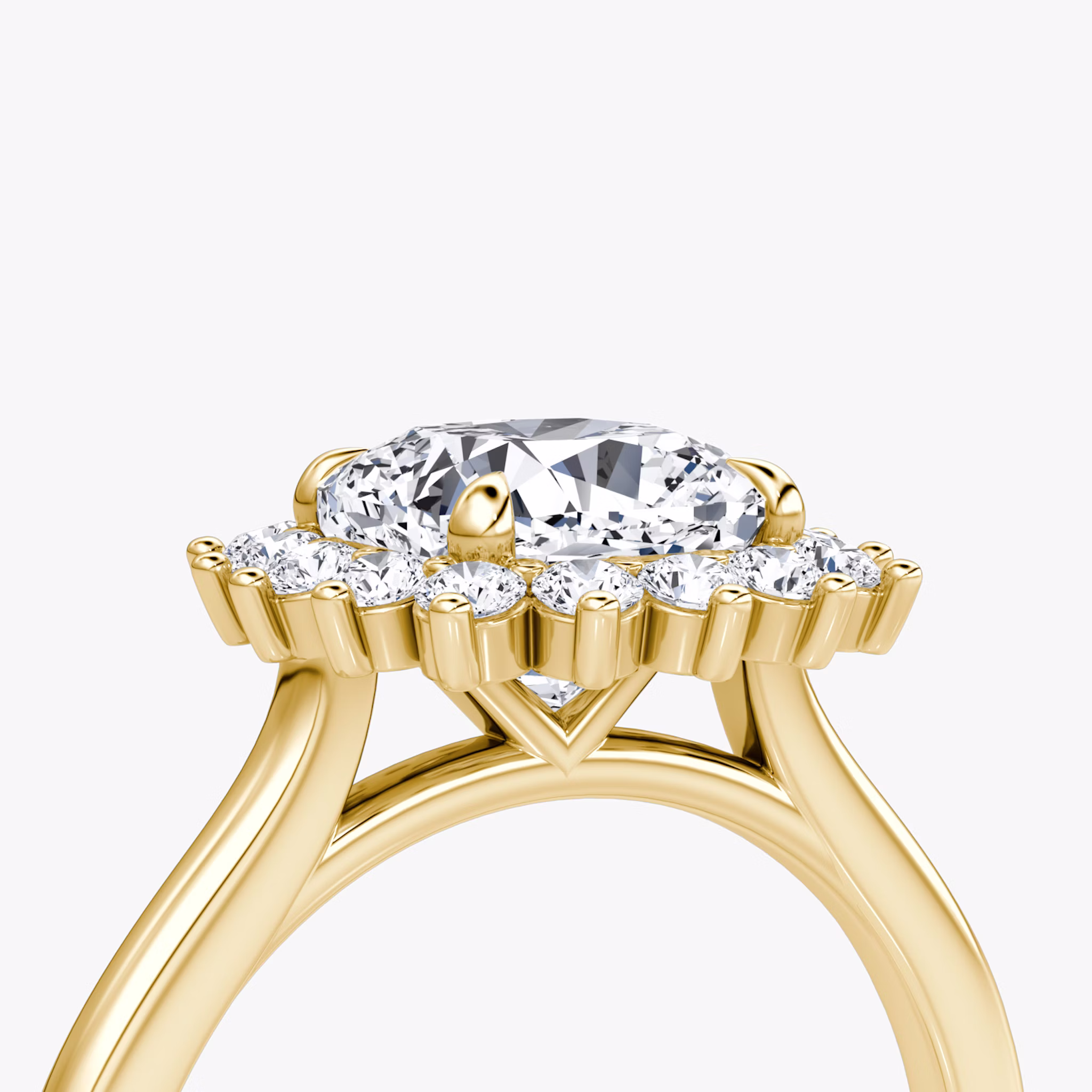 The Floral Cathedral | Cushion | 18k | Yellow Gold | bandAccent: Plain | diamondOrientation: vertical | caratWeight: other