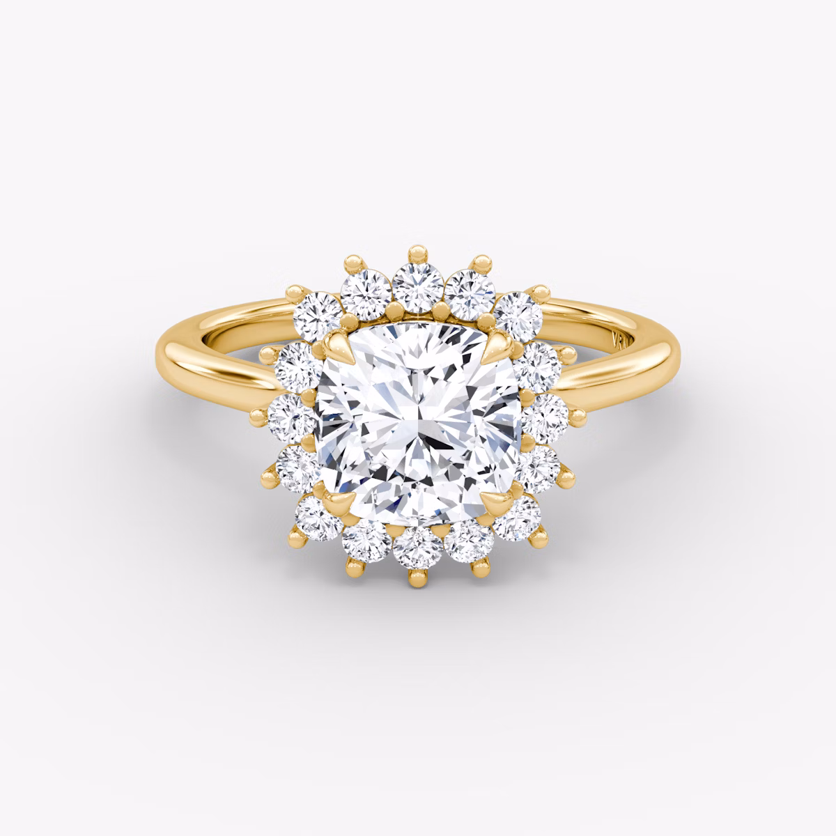 The Floral Cathedral | Cushion | 18k | Yellow Gold | bandAccent: Plain | diamondOrientation: vertical | caratWeight: other