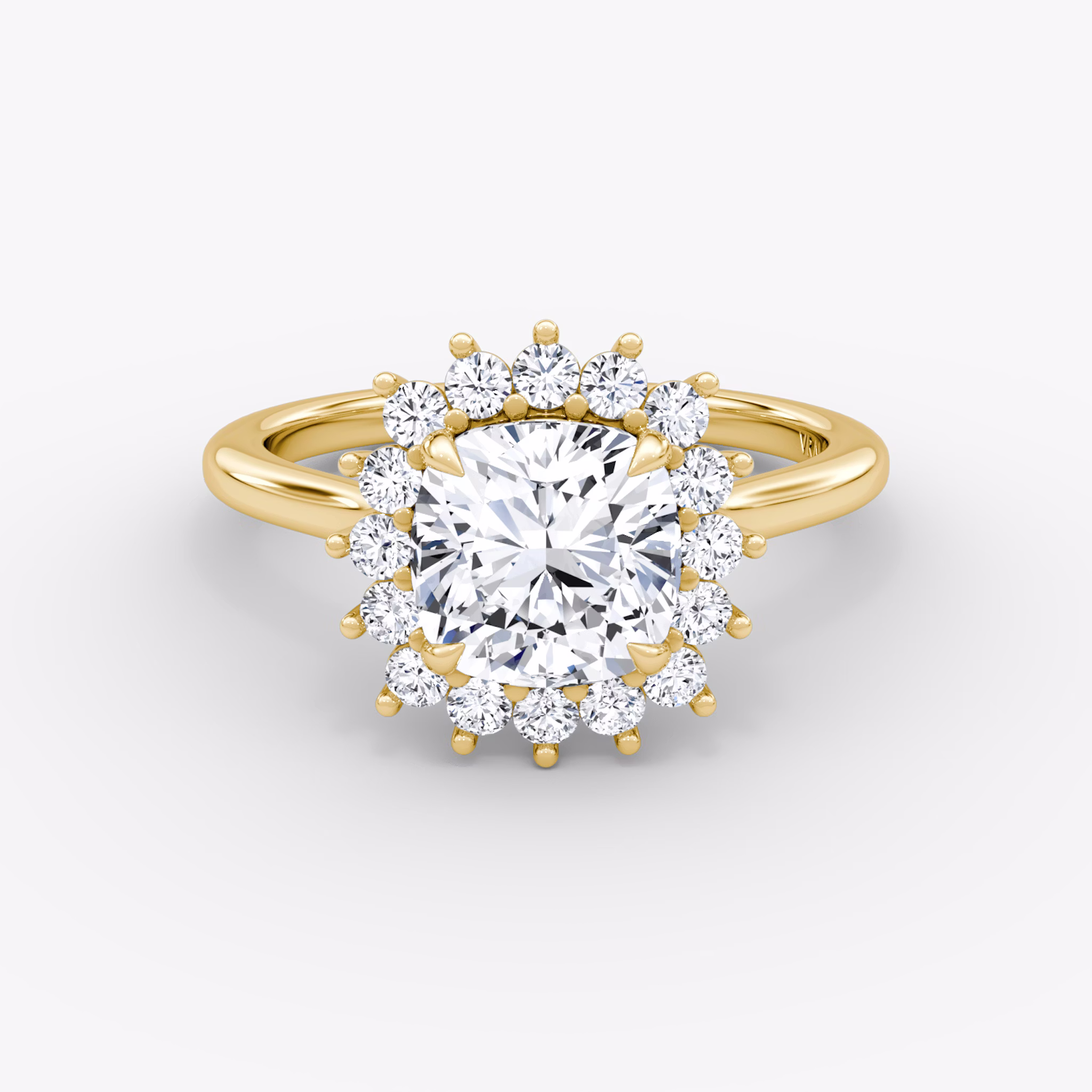 The Floral Cathedral | Cushion | 18k | Yellow Gold | bandAccent: Plain | diamondOrientation: vertical | caratWeight: other