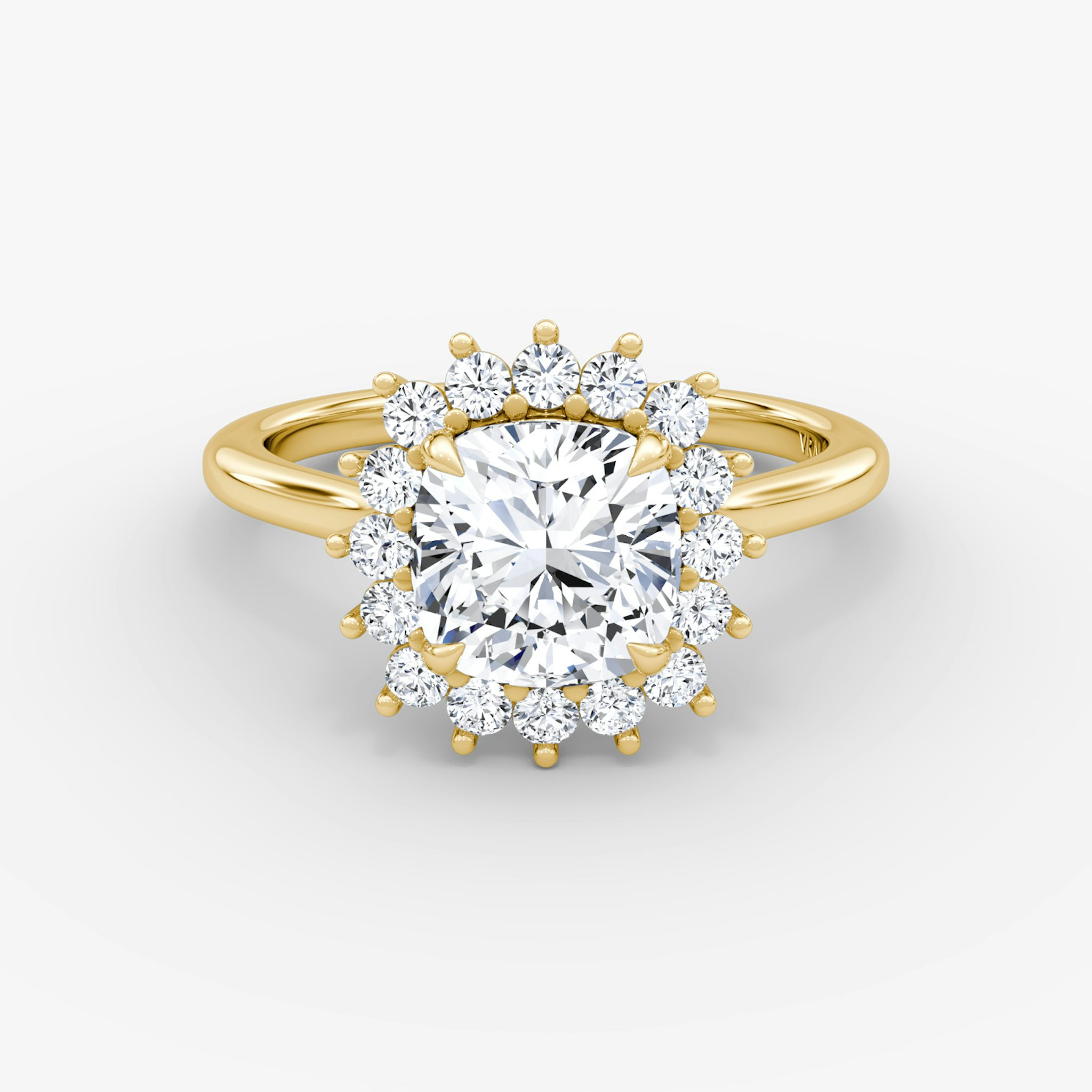 The Floral Cathedral | Cushion | 18k | Yellow Gold | bandAccent: Plain | diamondOrientation: vertical | caratWeight: other