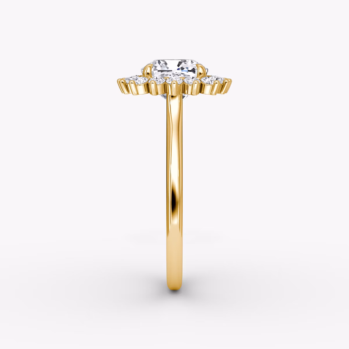 The Floral Cathedral | Cushion | 18k | Yellow Gold | bandAccent: Plain | diamondOrientation: vertical | caratWeight: other