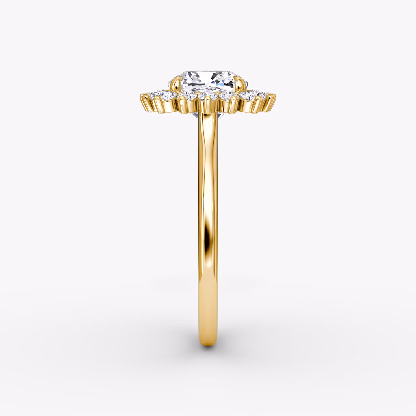 The Floral Cathedral  | Cushion | 18k | Yellow Gold | bandAccent: Plain | diamondOrientation: vertical | caratWeight: other