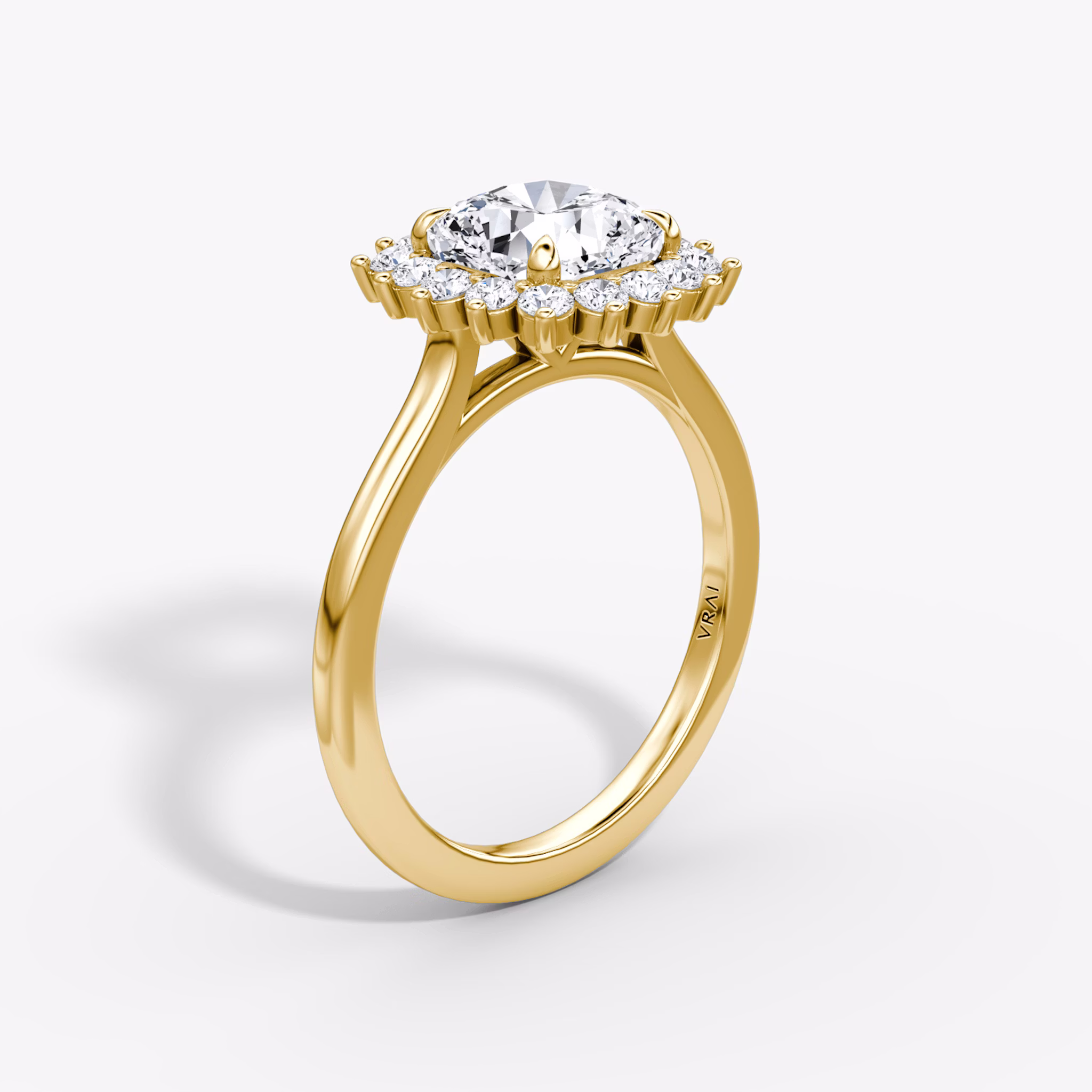 The Floral Cathedral | Cushion | 18k | Yellow Gold | bandAccent: Plain | diamondOrientation: vertical | caratWeight: other