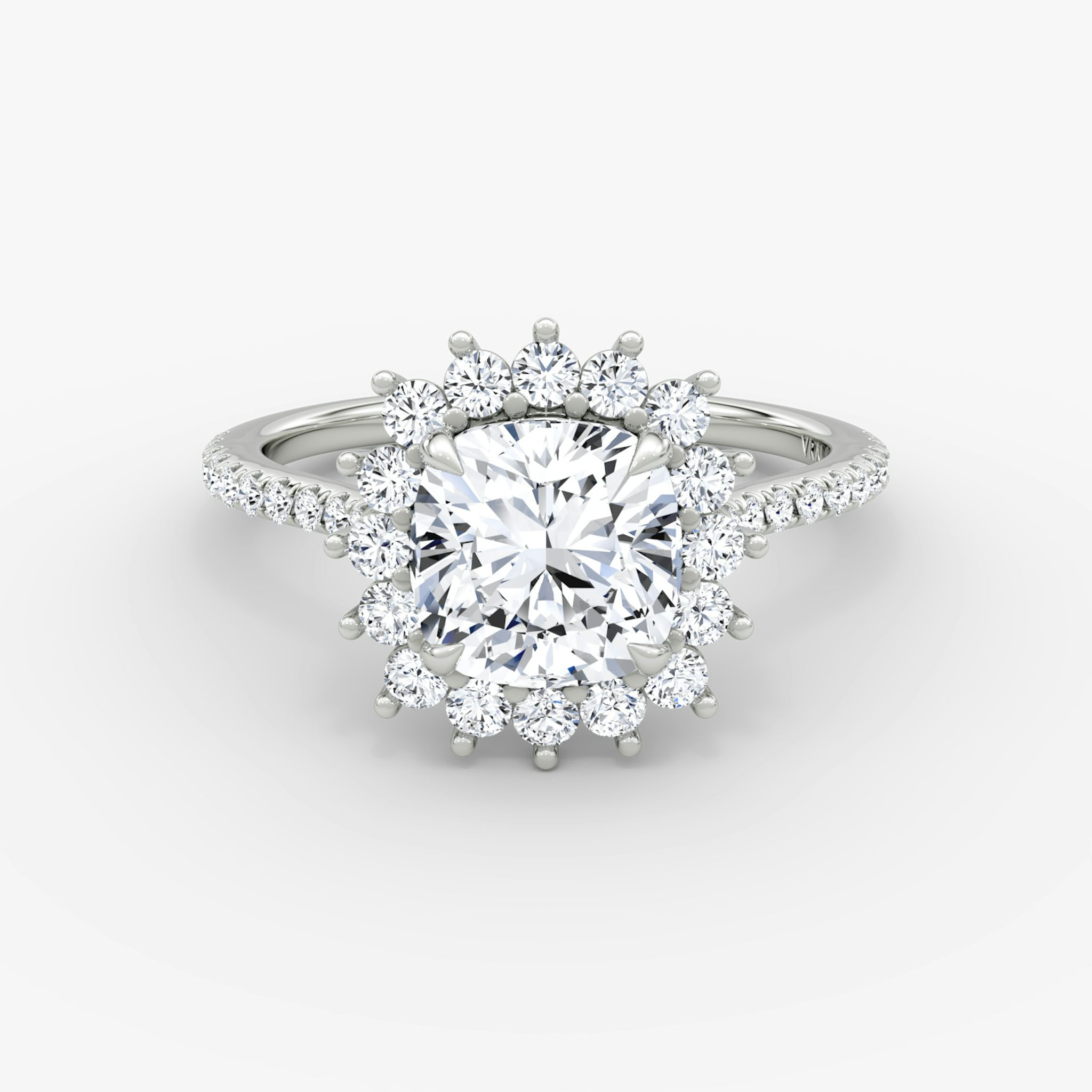 The Floral Cathedral | Cushion | 18k | White Gold | bandAccent: Pavé | diamondOrientation: vertical | caratWeight: other