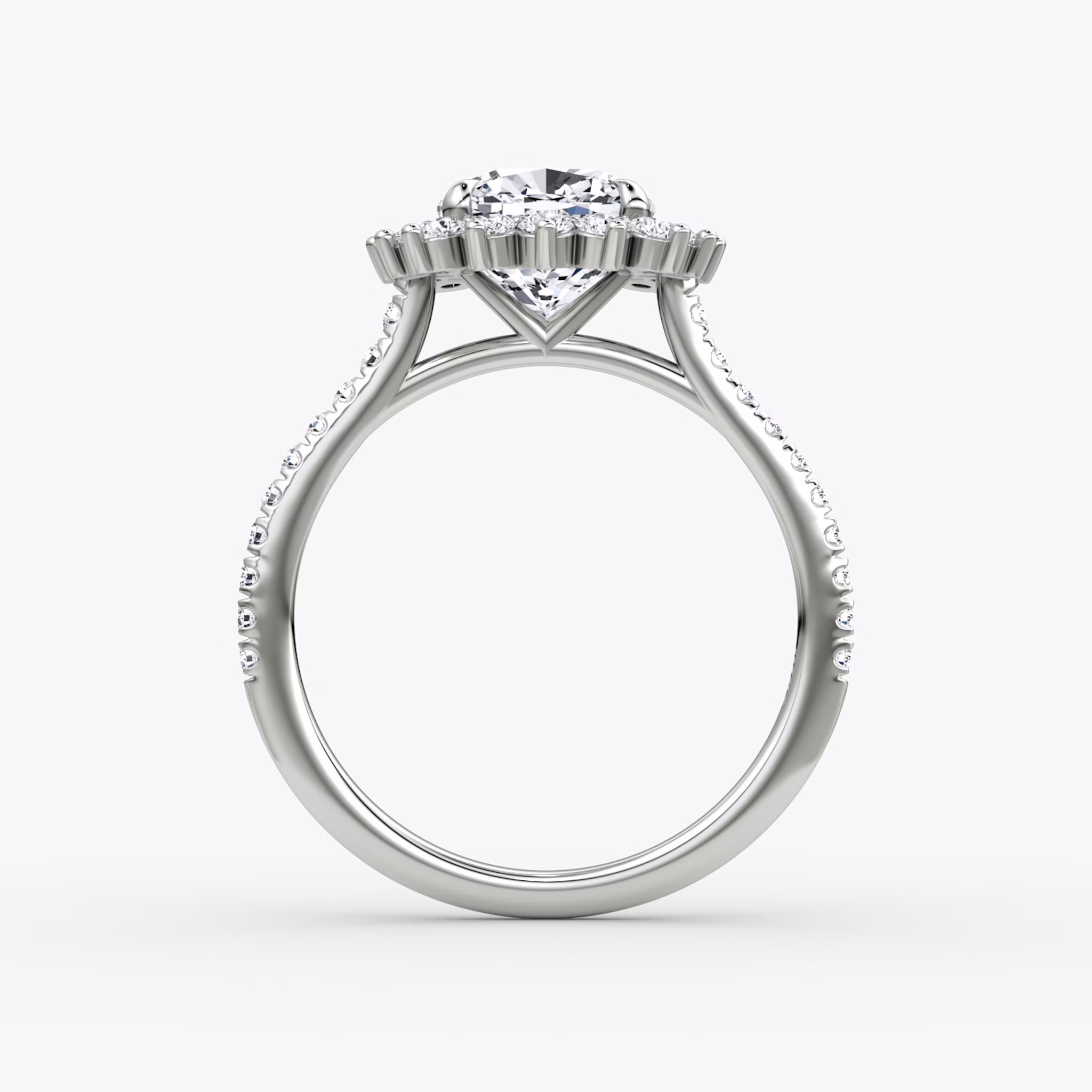 The Floral Cathedral | Cushion | 18k | White Gold | bandAccent: Pavé | diamondOrientation: vertical | caratWeight: other