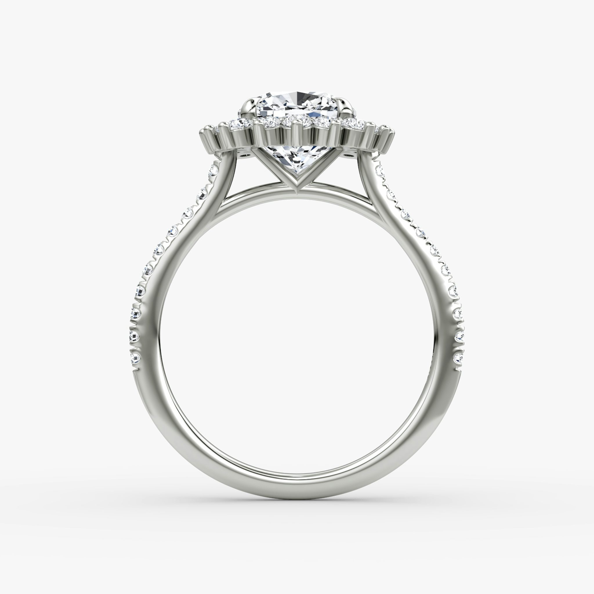 The Floral Cathedral | Cushion | 18k | White Gold | bandAccent: Pavé | diamondOrientation: vertical | caratWeight: other