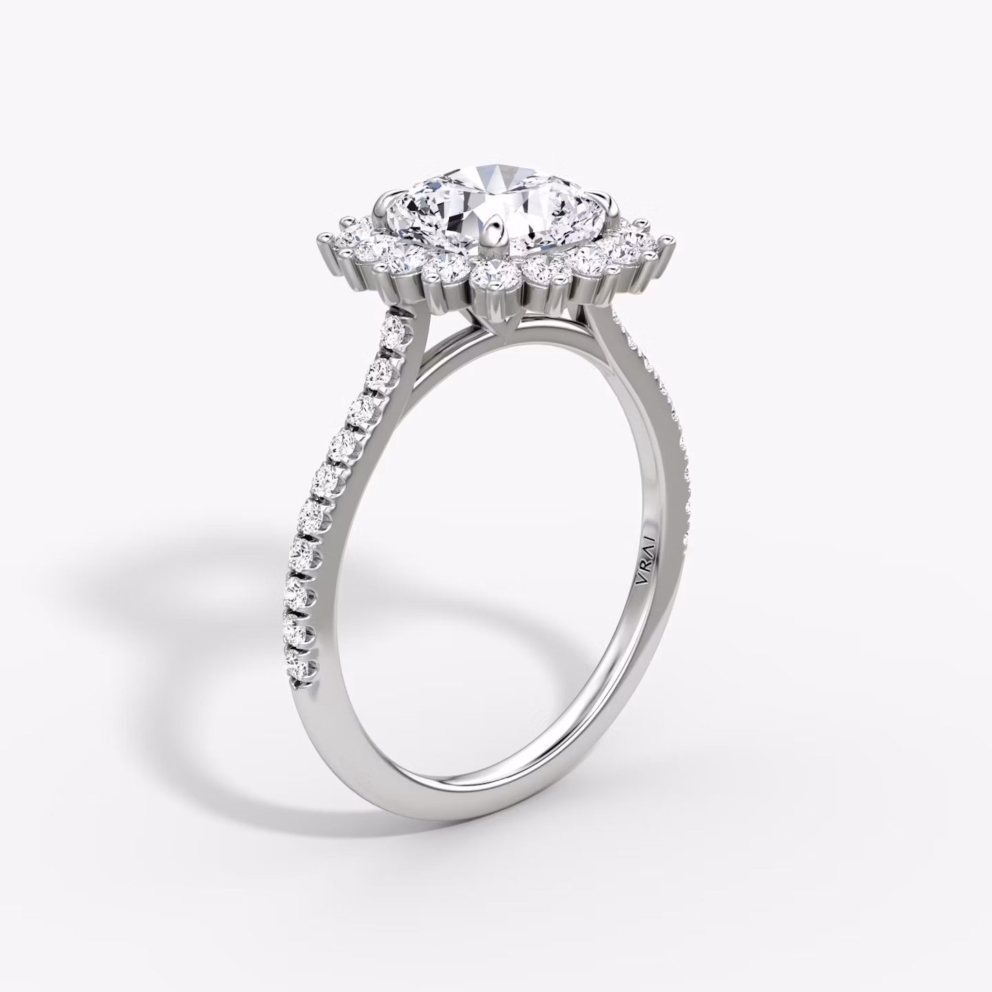 The Floral Cathedral  | Cushion | 18k | White Gold | bandAccent: Pavé | diamondOrientation: vertical | caratWeight: other