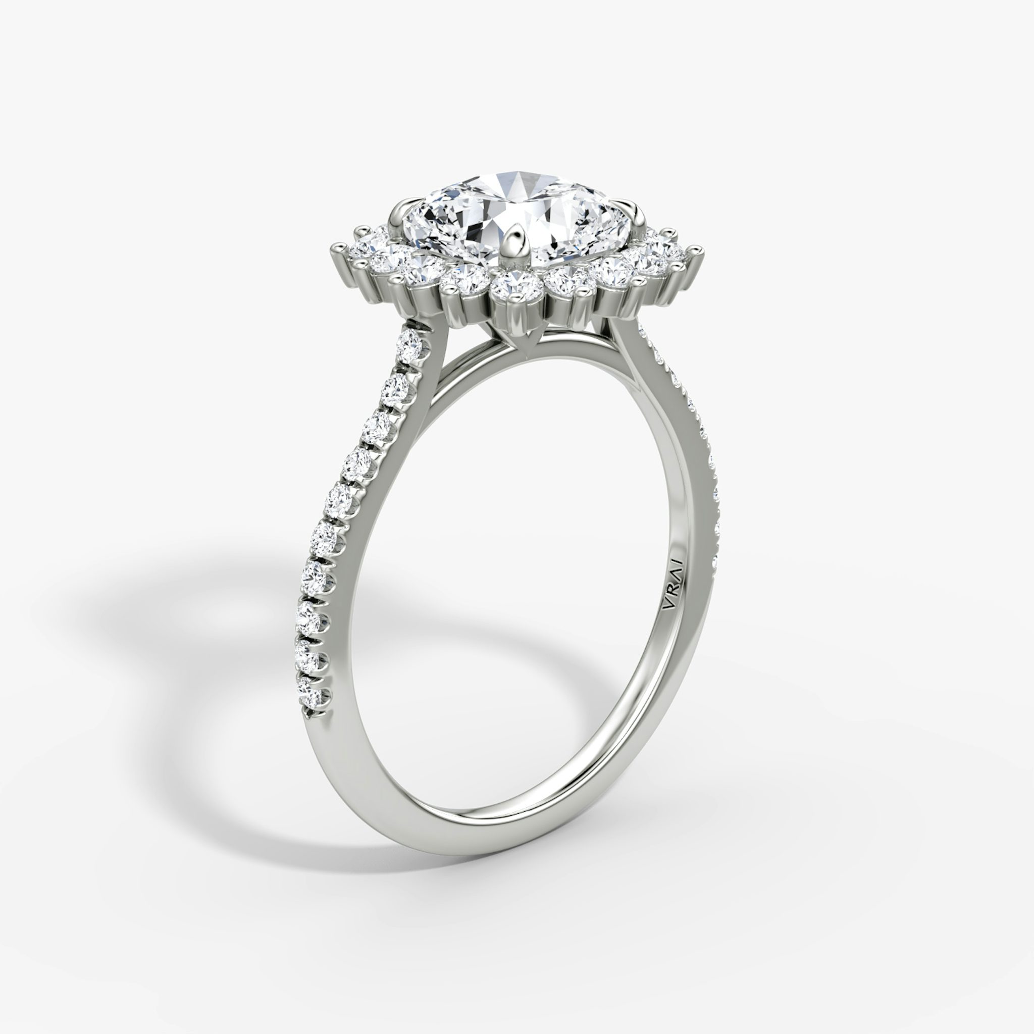 The Floral Cathedral | Cushion | 18k | White Gold | bandAccent: Pavé | diamondOrientation: vertical | caratWeight: other