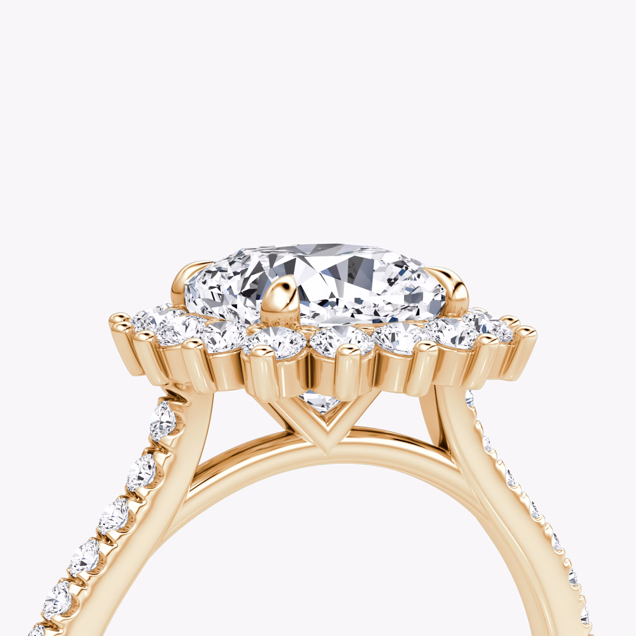 The Floral Cathedral | Cushion | 14k | Rose Gold | bandAccent: Pavé | diamondOrientation: vertical | caratWeight: other