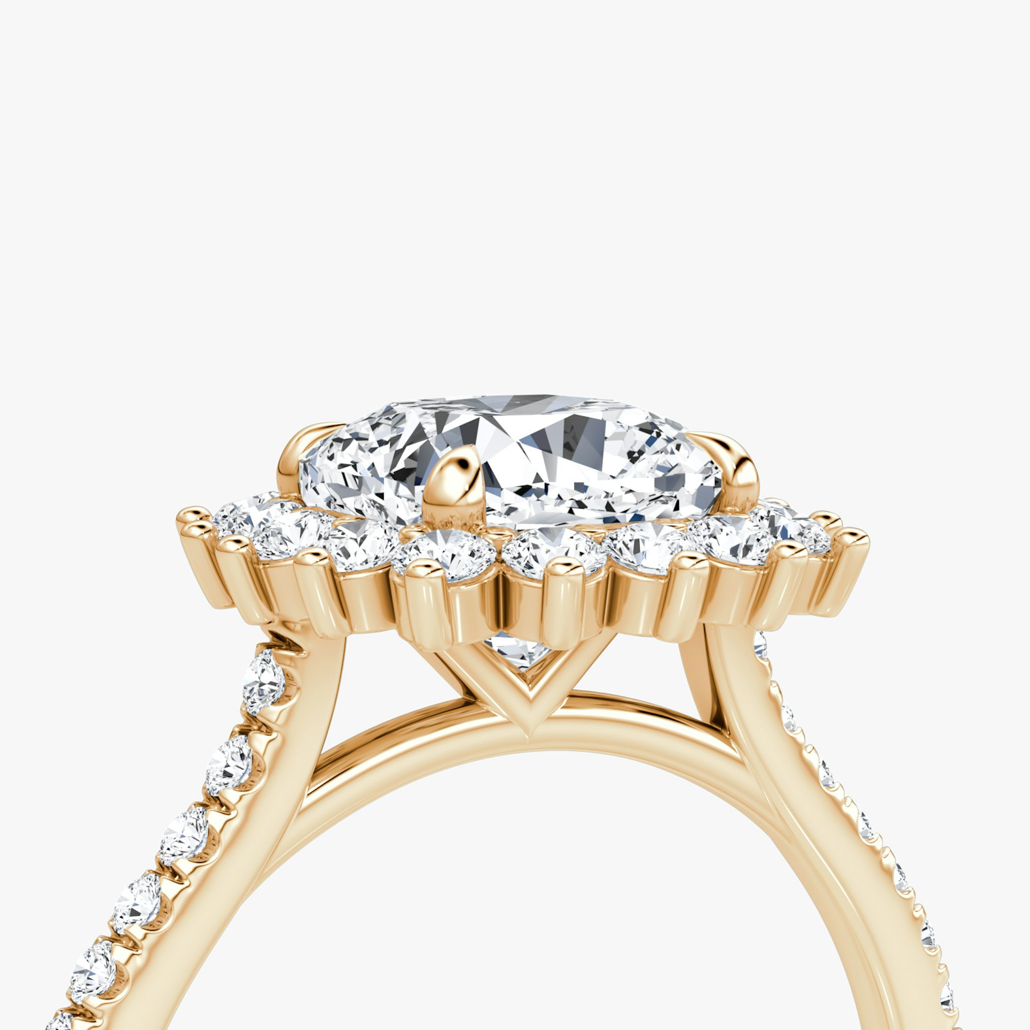 The Floral Cathedral | Cushion | 14k | Rose Gold | bandAccent: Pavé | diamondOrientation: vertical | caratWeight: other