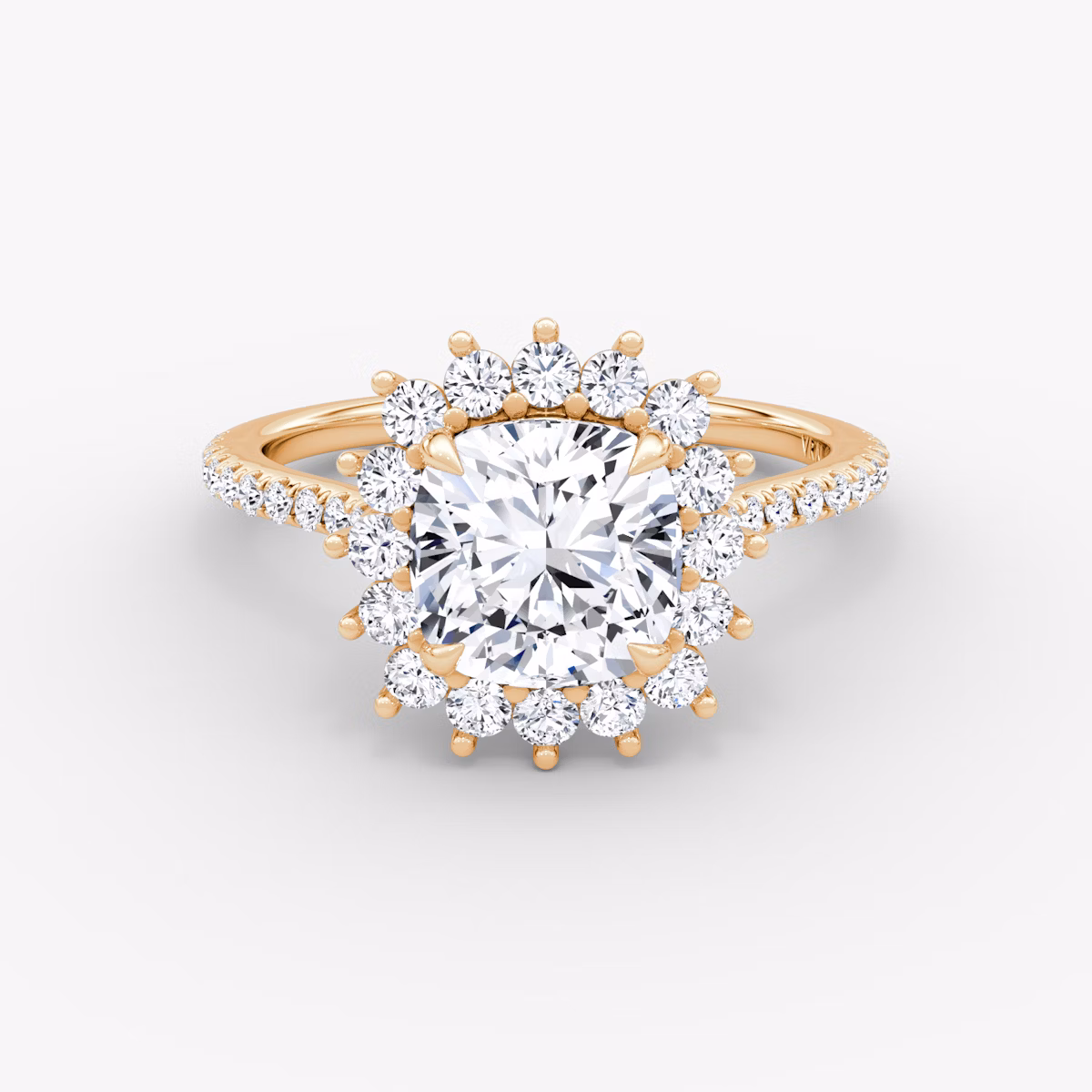 The Floral Cathedral | Cushion | 14k | Rose Gold | bandAccent: Pavé | diamondOrientation: vertical | caratWeight: other
