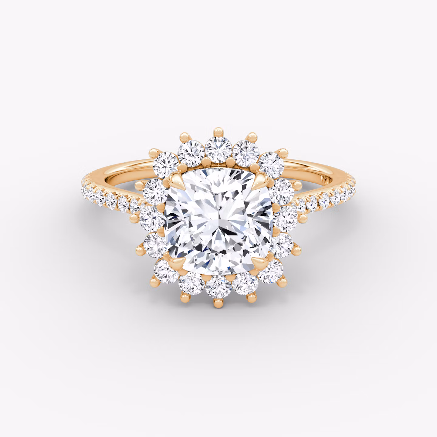 The Floral Cathedral  | Cushion | 14k | Rose Gold | bandAccent: Pavé | diamondOrientation: vertical | caratWeight: other